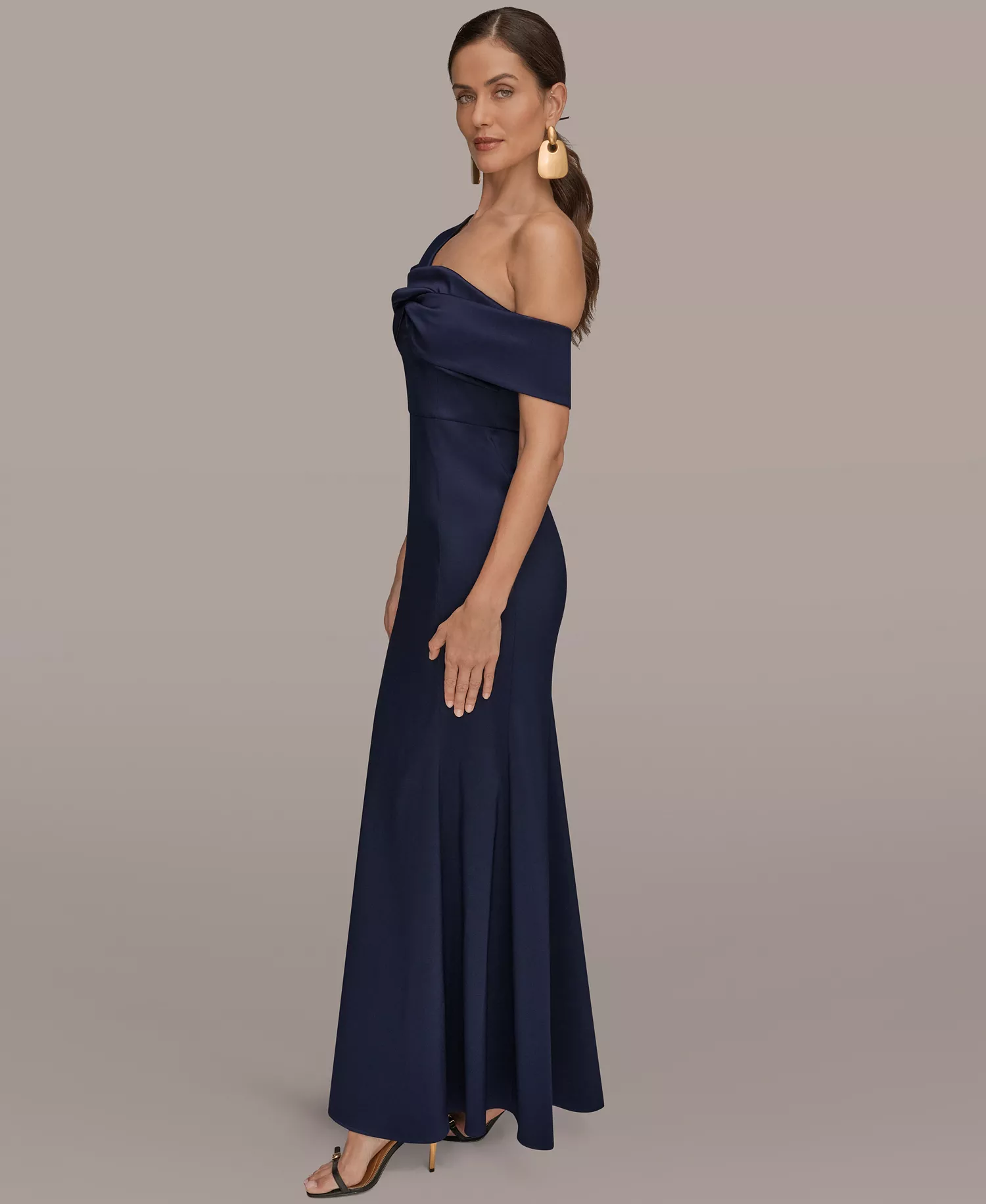 Women's One Shoulder Twisted Gown - Ink - 10