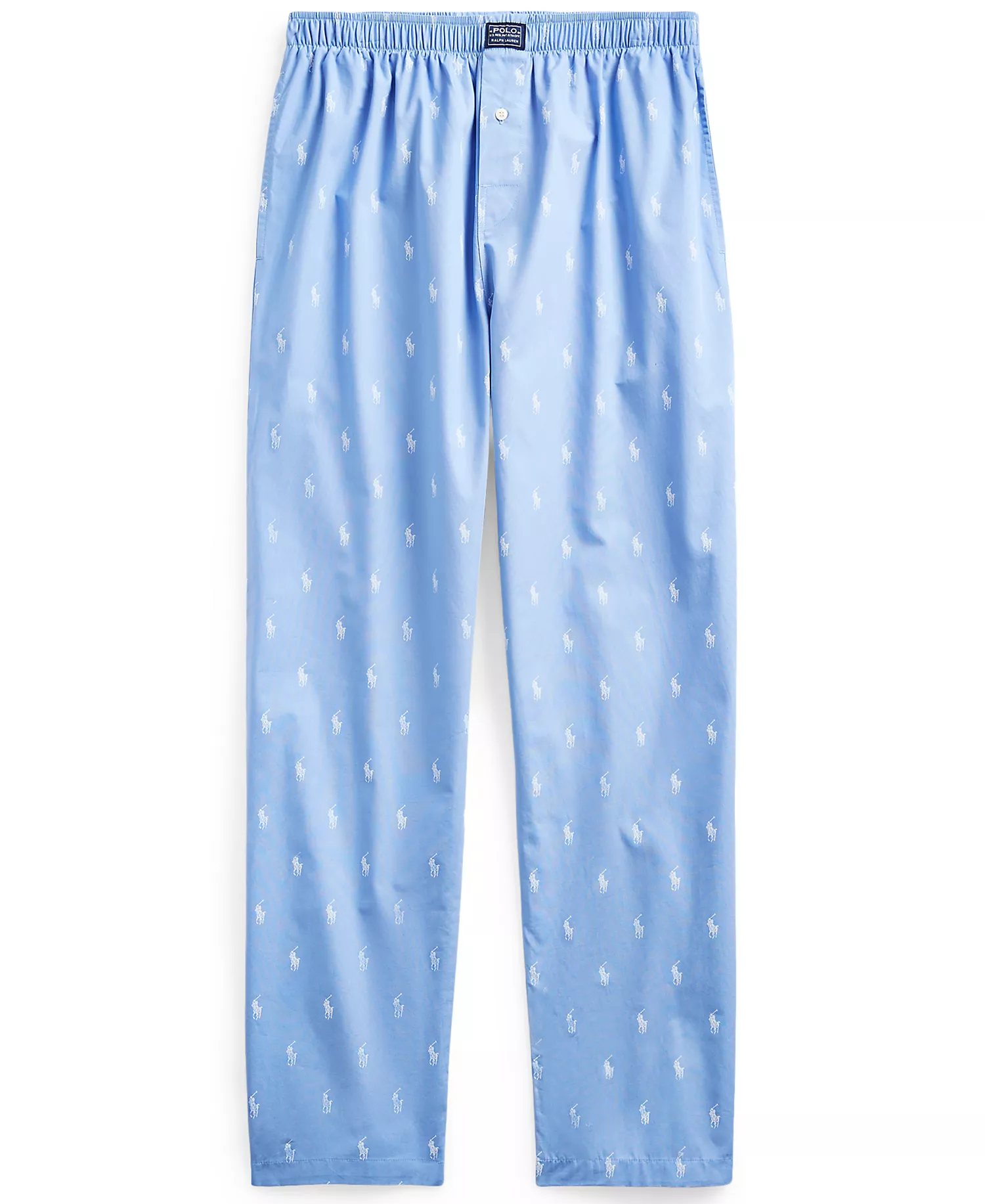 Men's Cotton Jersey Sleep Shirt & Polo Player Pajama Pants - Beach Blue - L
