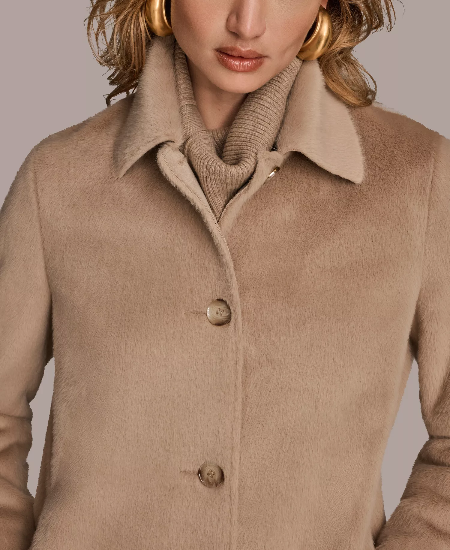 Women's Button Front Maxi Coat - Beige - L