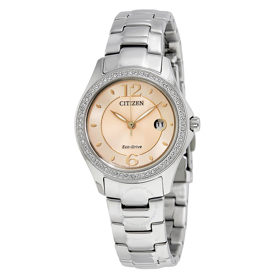 Citizen Silhouette Crystal Eco-Drive Pink Dial Diamond Ladies Watch