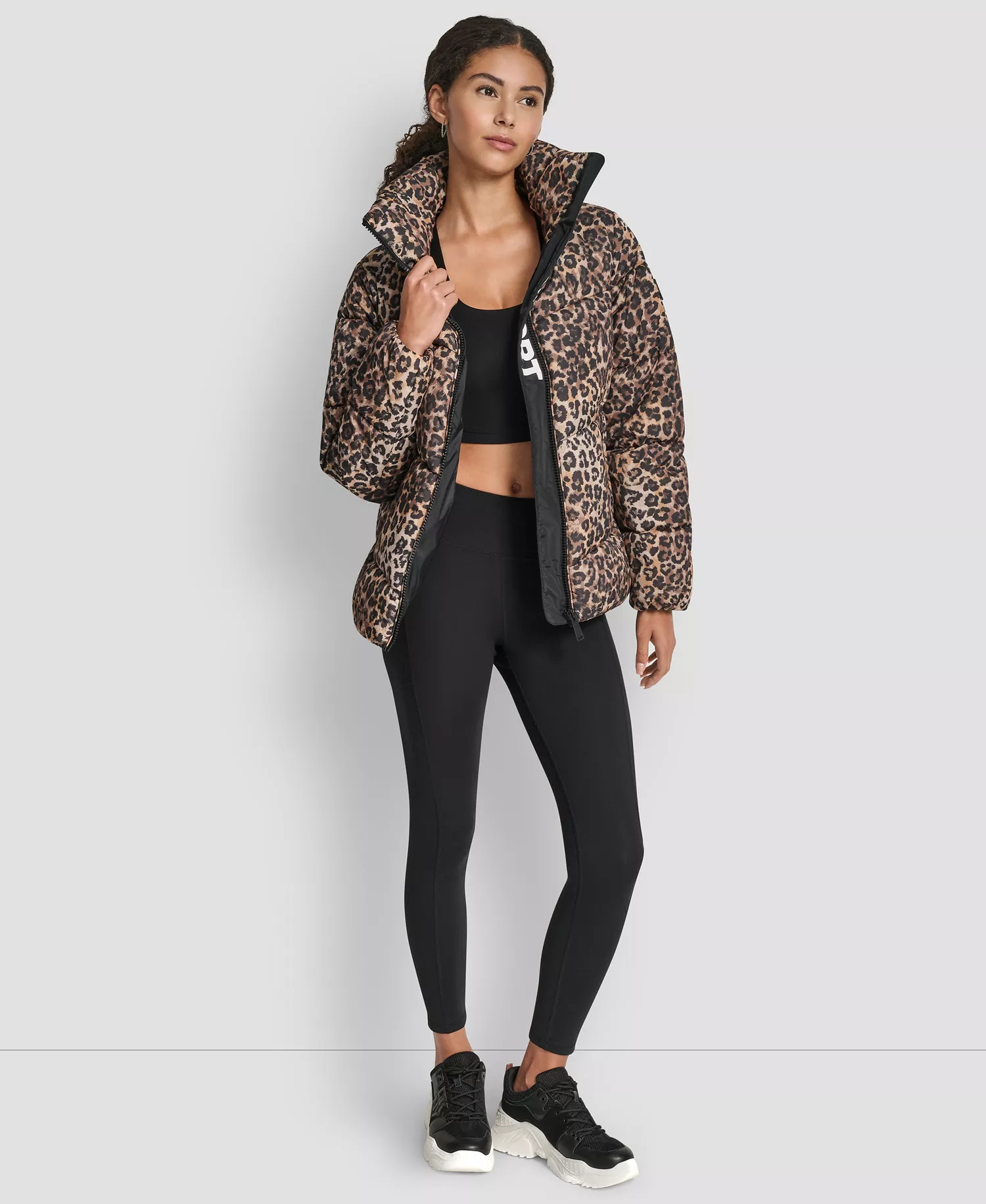 Women's Oversized Collar Quilted Puffer Jacket - Animalize Whiskey - L