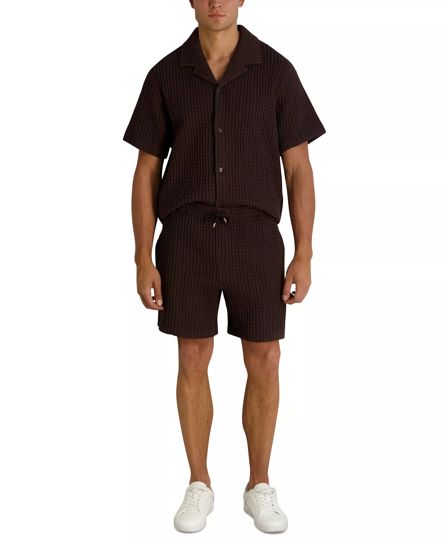 Men's Regular-Fit Textured Shorts - Dark Brown - 2XL