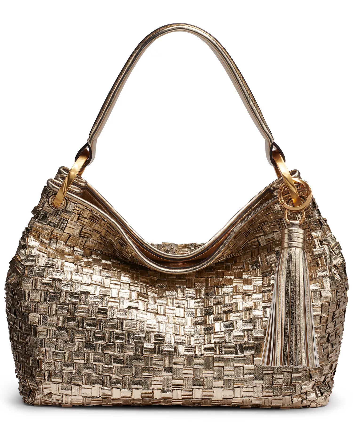 Glenwood Metallic Woven Small Shoulder Bag - Gold - ONE SIZE