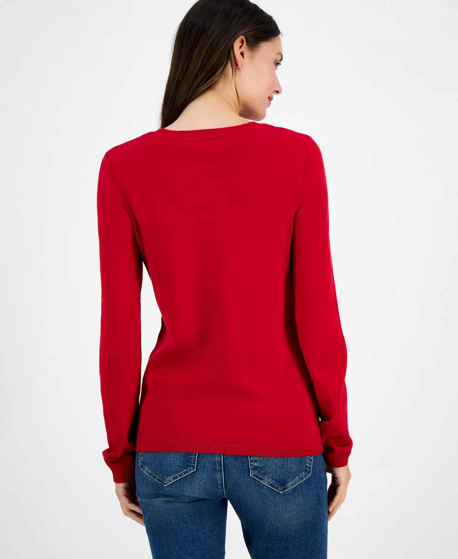 Nautica Women's Cotton Deer-Graphic Sweater  - Haute Red - L