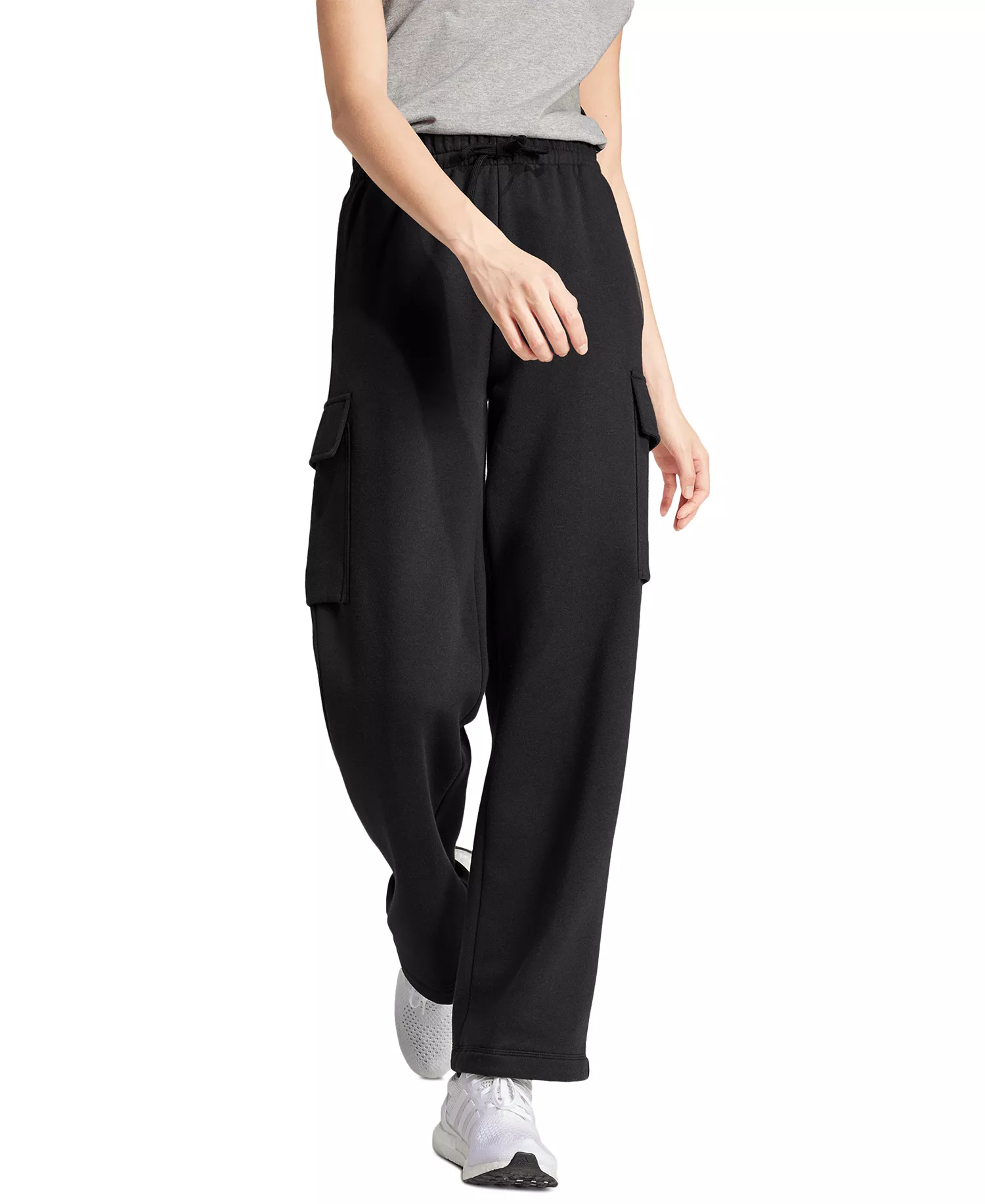 Women's Essentials Fleece Cargo Sweatpants - Black/white - 2XL