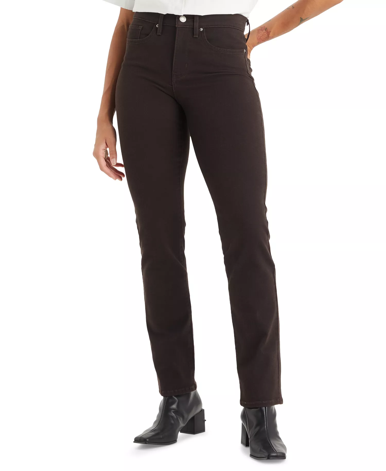 314 Shaping Slimming Straight Leg Mid Rise Jeans - Mole - 26