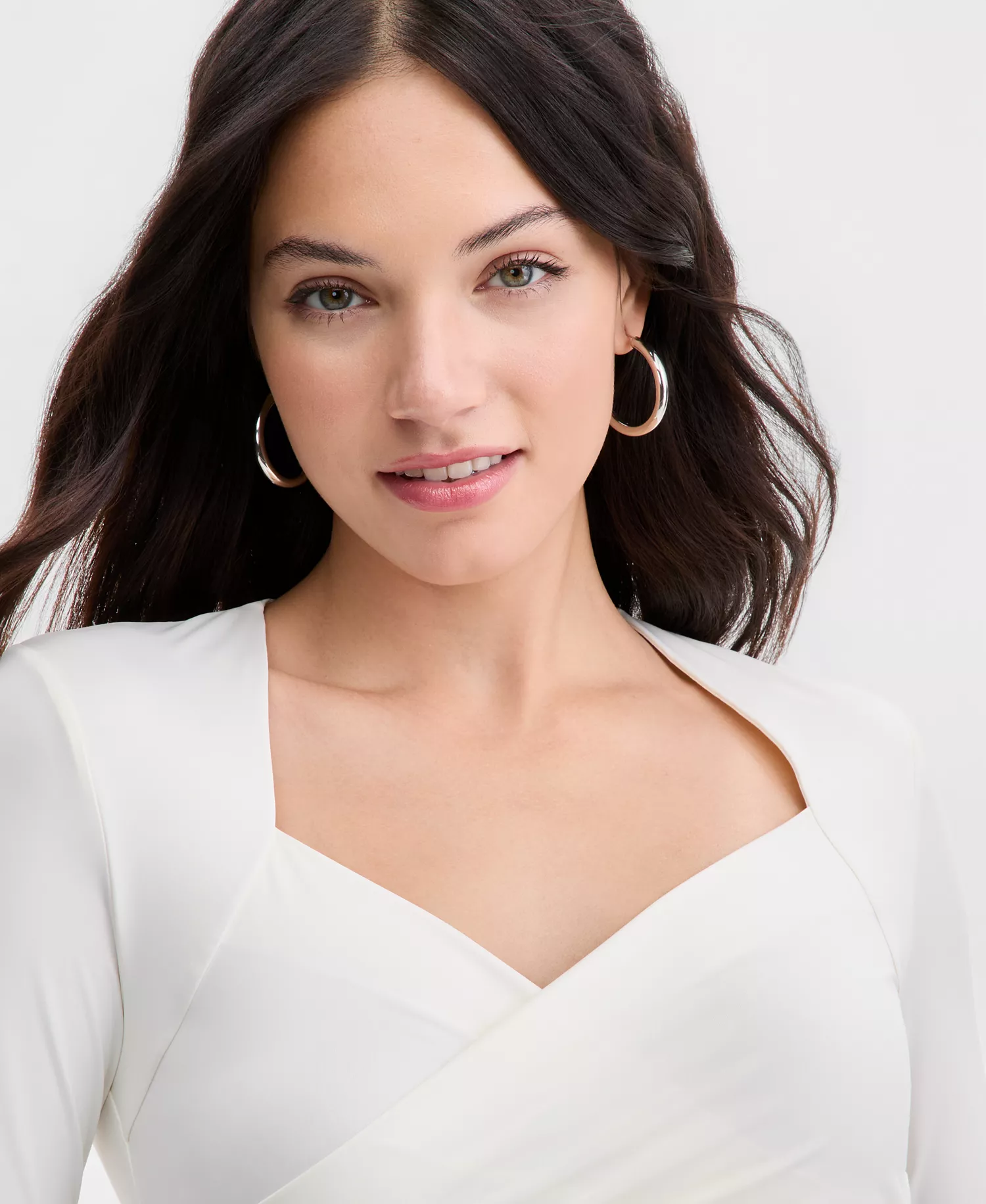 Women's Long-Sleeve Sweetheart-Neck Knit Top, Macy's Exclusive - Crema - L
