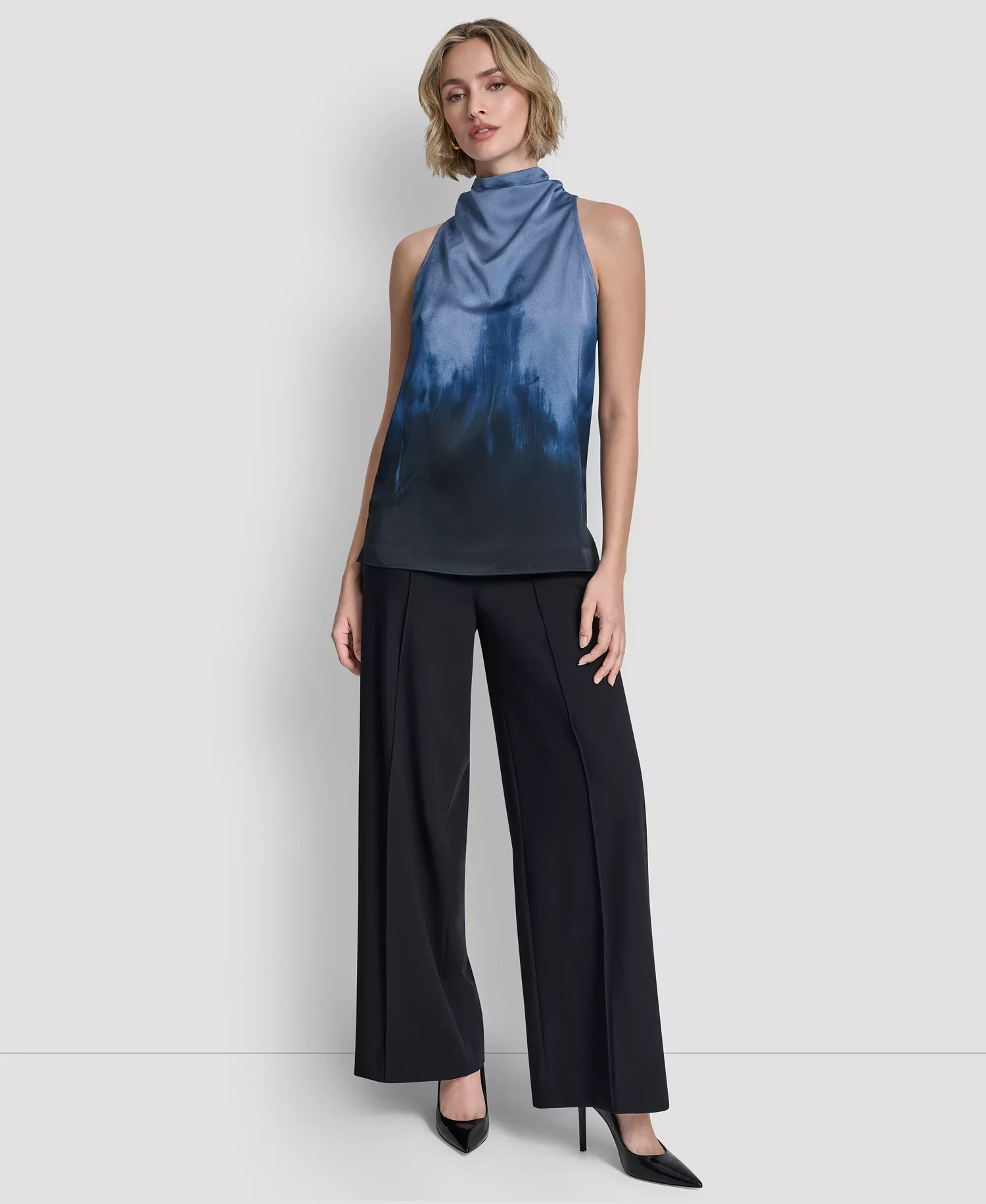 Women's Sleeveless Cowl Neck Top - Hudson Blue/liberty Sky - L
