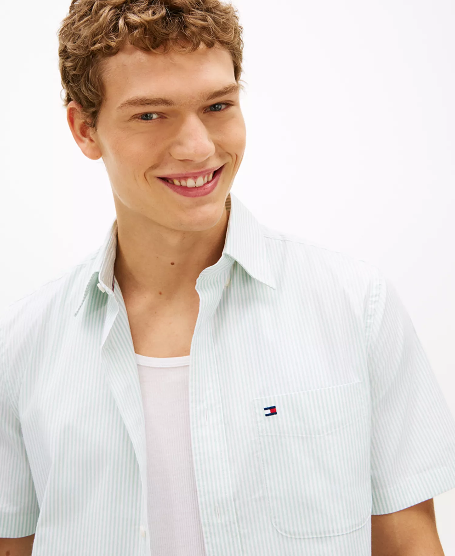 Men's Striped Short-Sleeve Oxford Shirt - Crushed Mint / Stripe - L