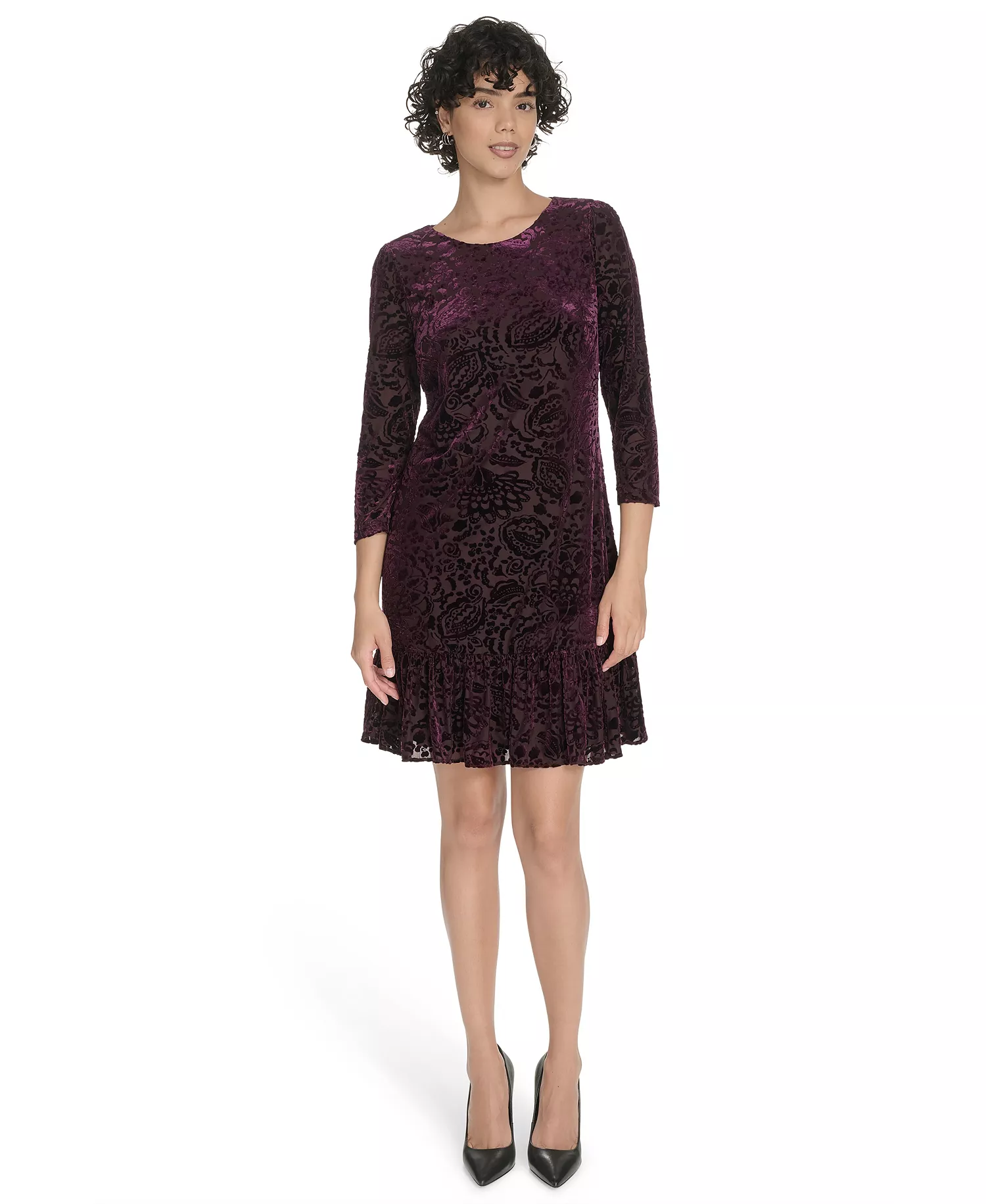 Petite Burnout Shift Dress - Aubergine - 0P