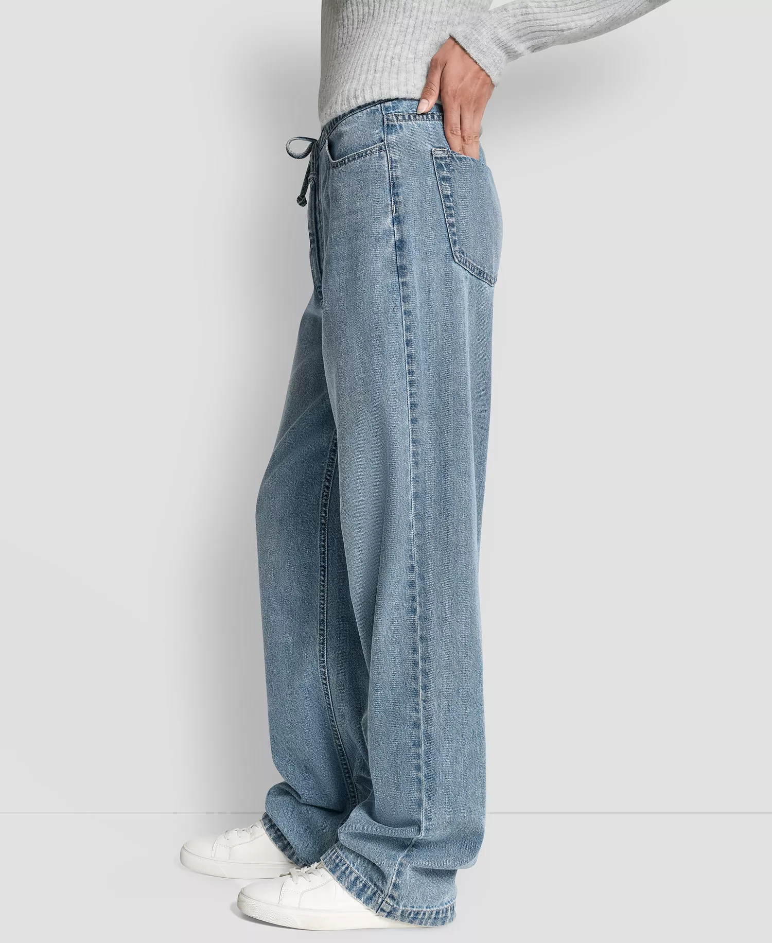 Petite Mid-Rise Flowy Relaxed Fit Straight Pants - Eden - PL