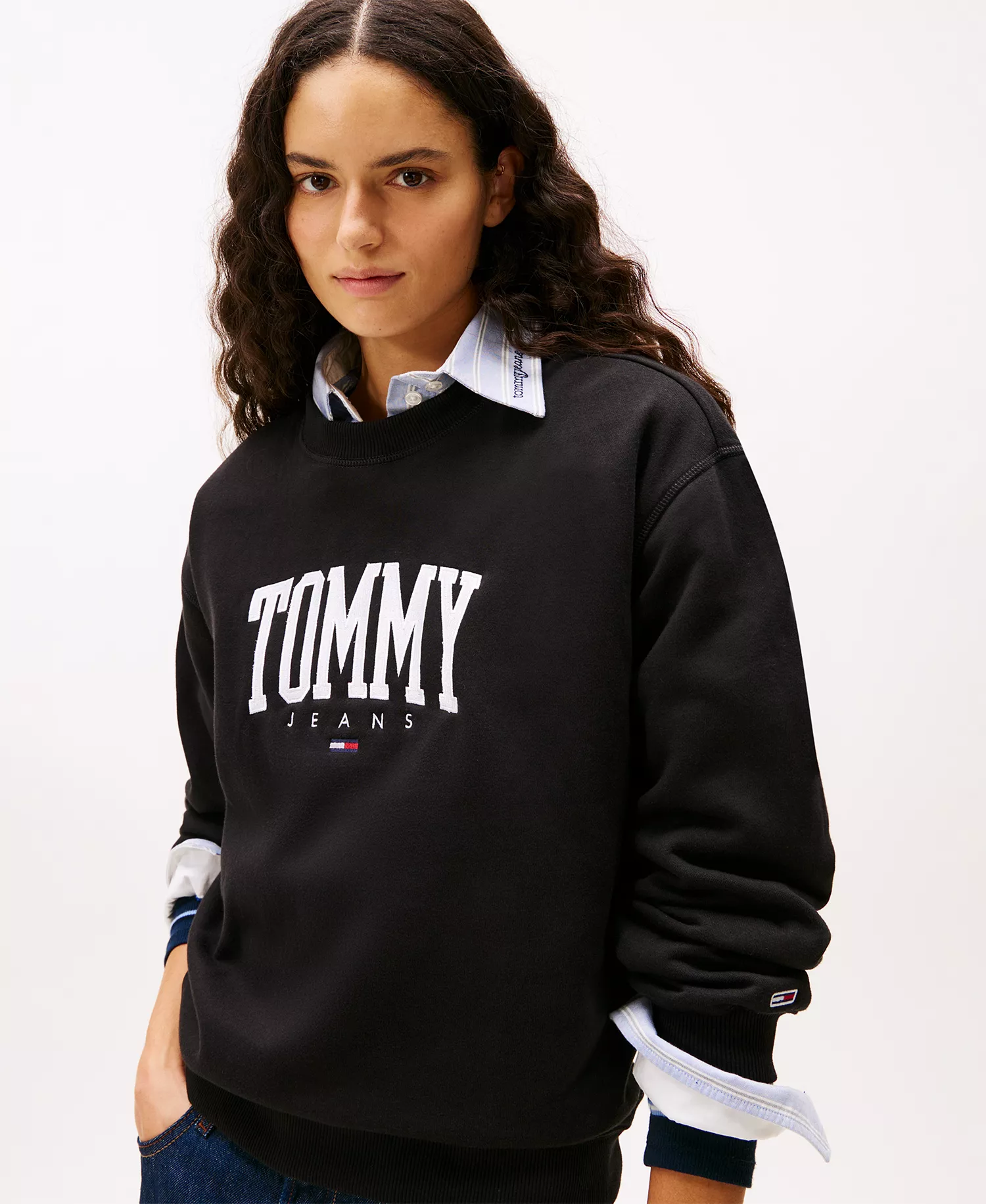Women's Collegiate Crewneck Logo Sweatshirt - Black - L
