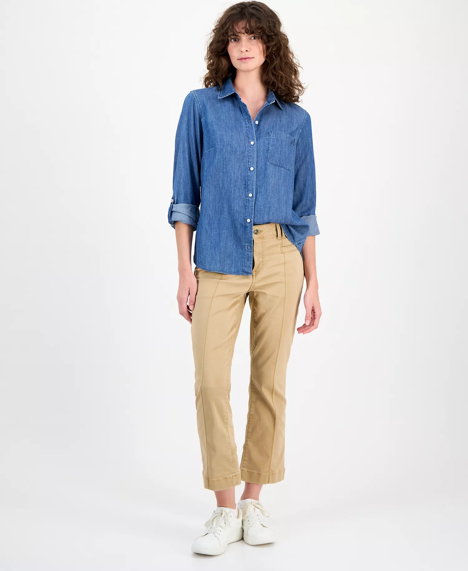 Jeans Women's Chambray Utility Shirt - Med Azure - L