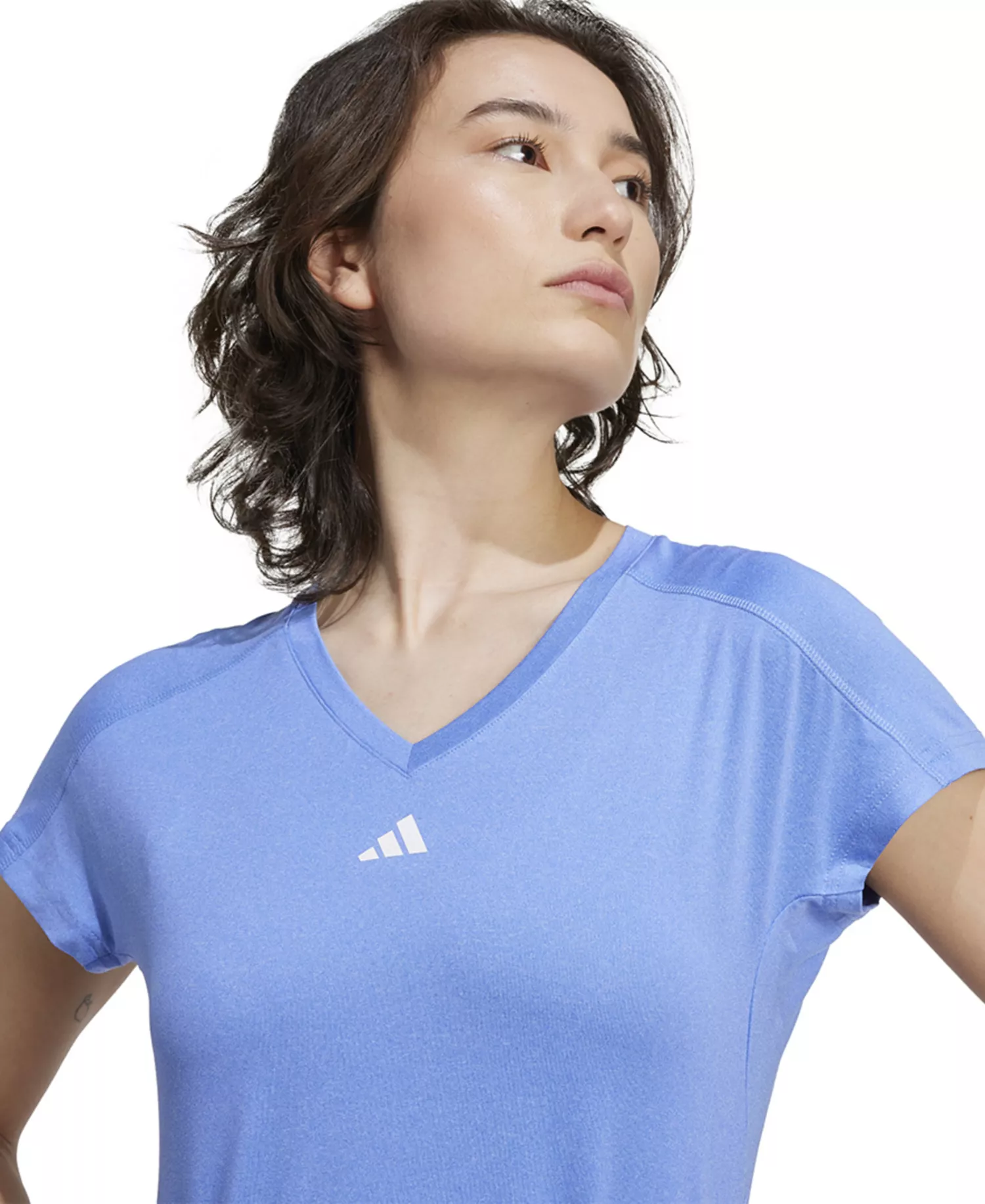 Women's Training Moisture-Wicking Logo V-Neck T-Shirt - Blue Fusion - L