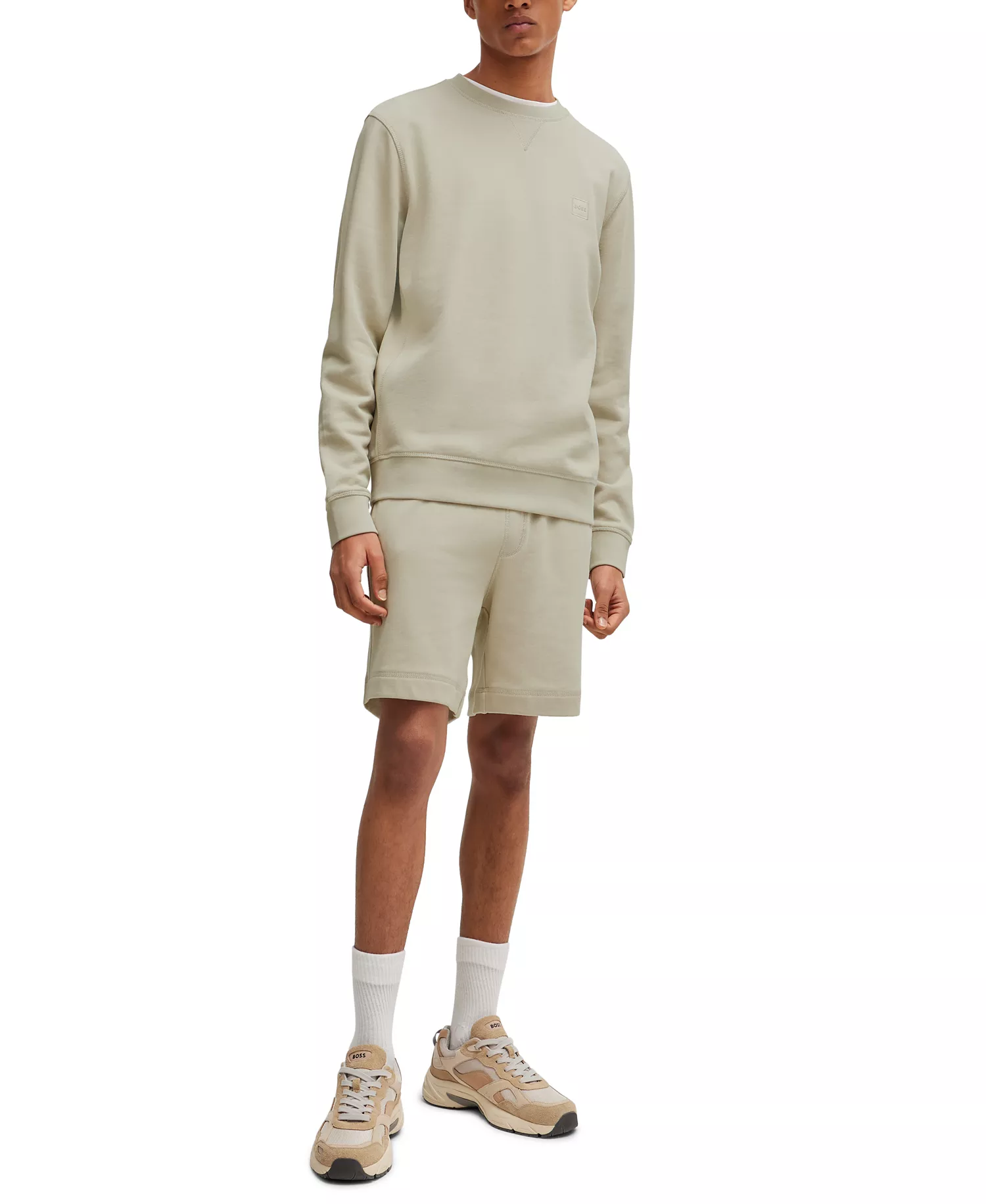 Men's Logo Patch Relaxed-Fit Sweatshirt - Light Beige - L