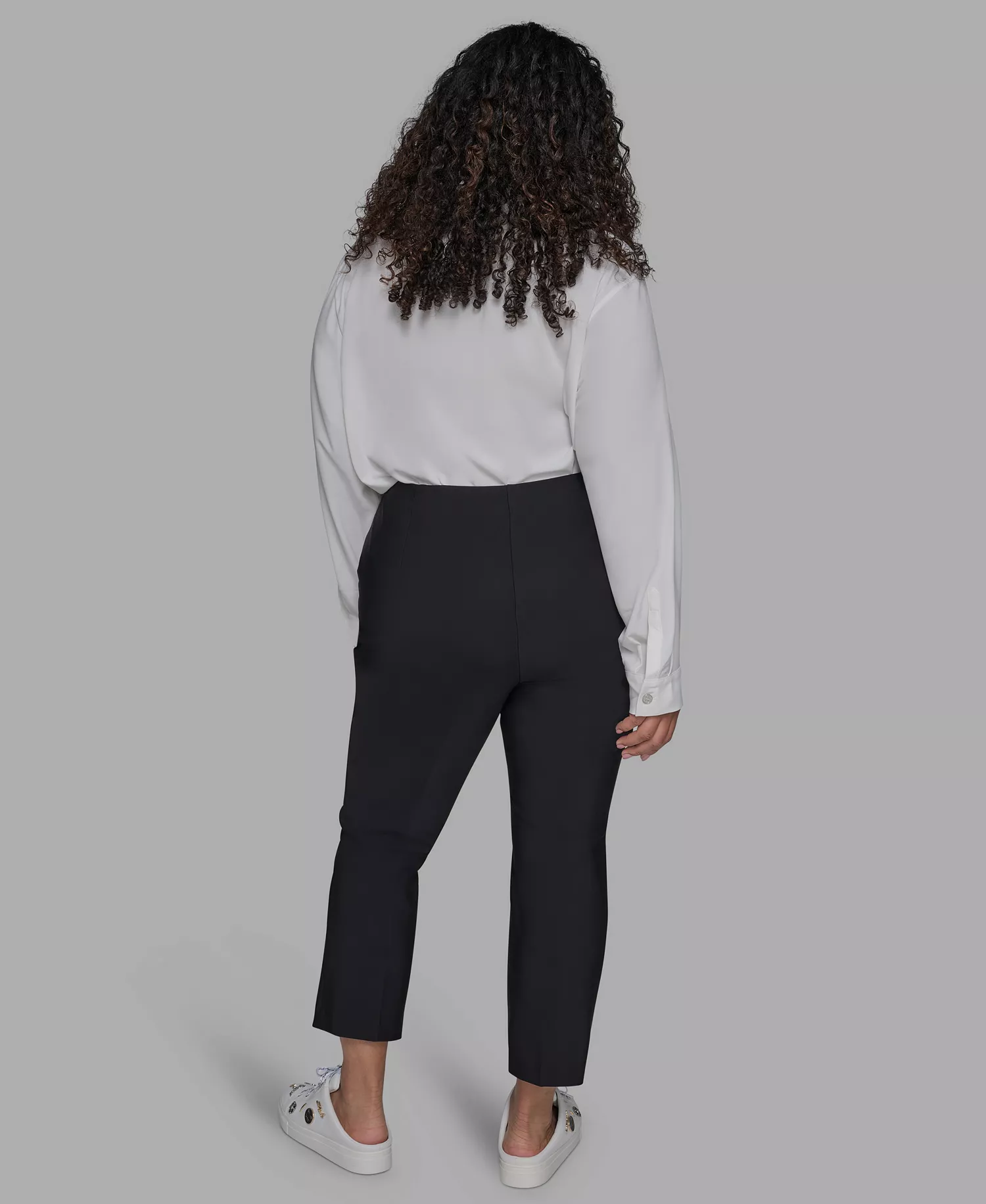 Plus Size Zip-Pocket Slim Pants - Black - 14W