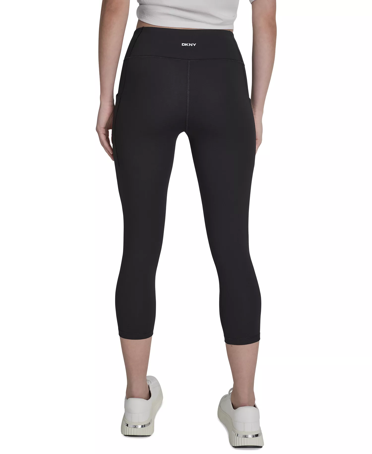 Women's High Waist Cropped Leggings - Black - L