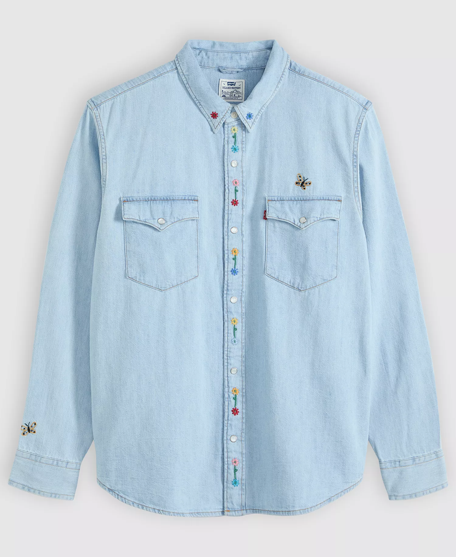 Premium Men's Relaxed-Fit Western Embroidered - Spring Flowers - 2XL