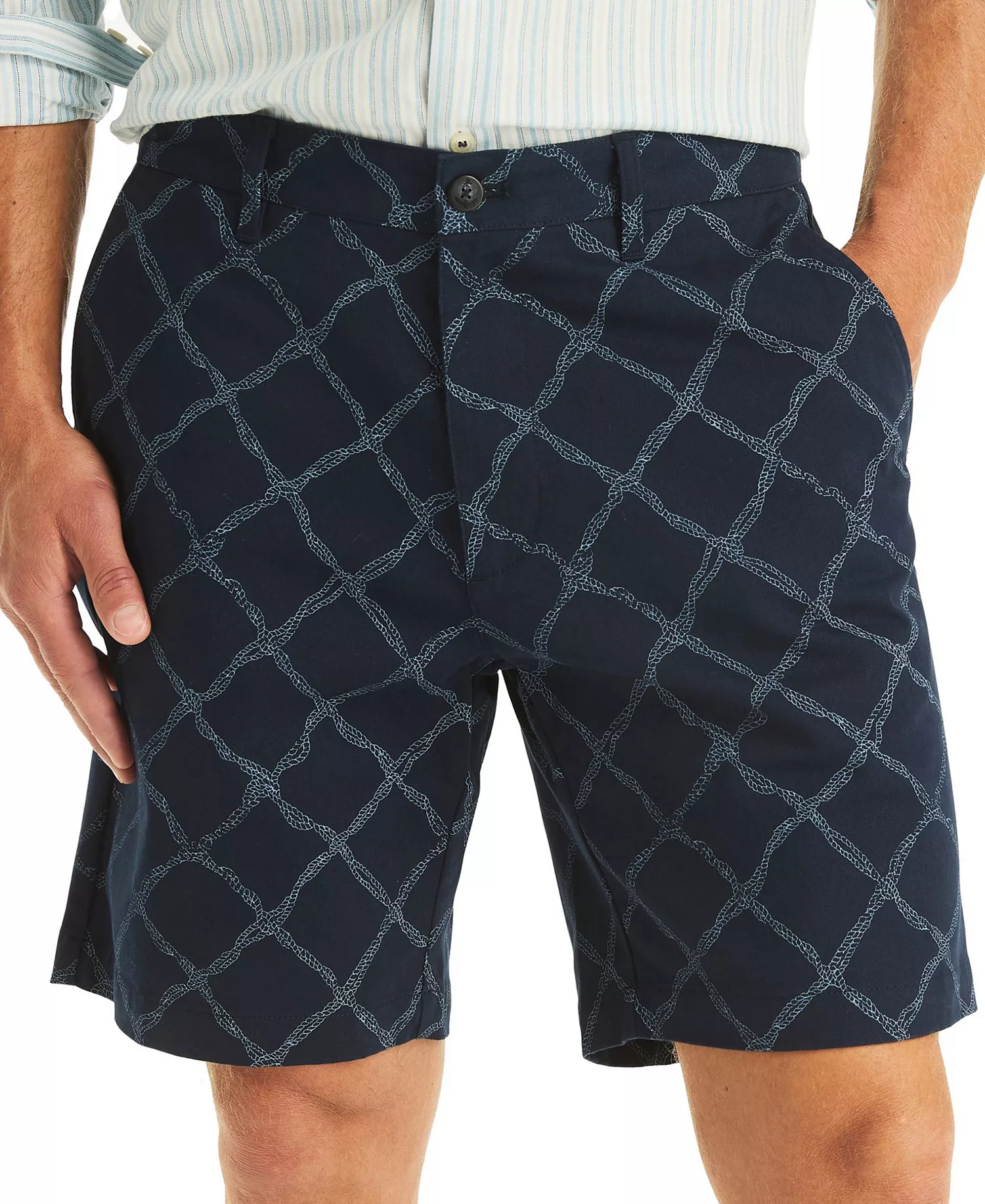 Men's Printed Regular-Fit Deck Shorts - Navy - 32