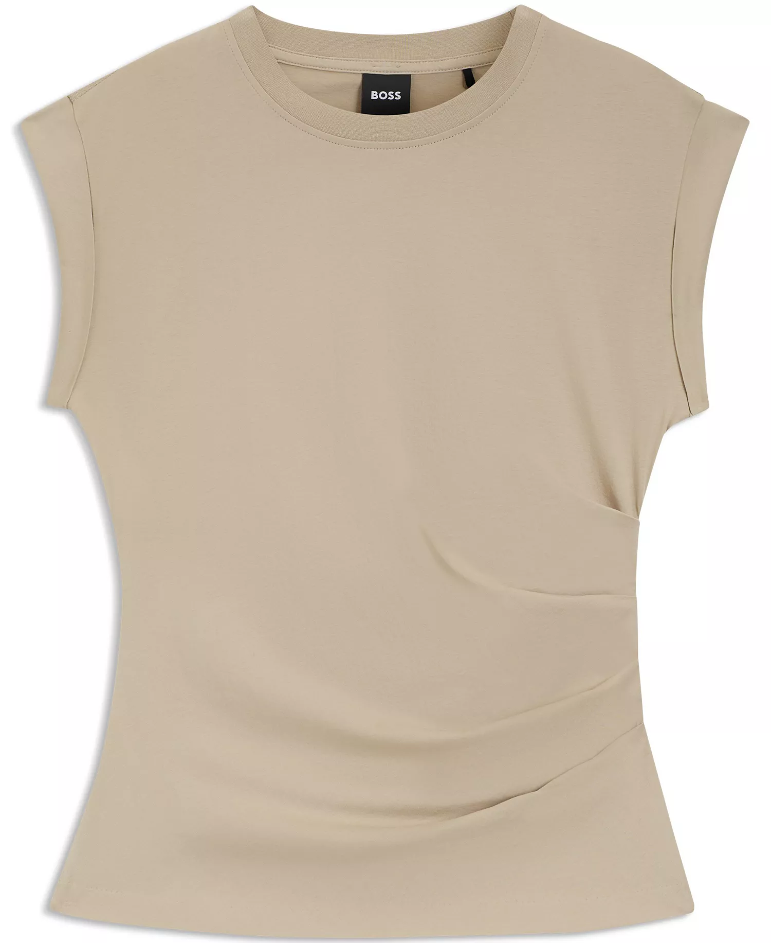 BOSS by Women's Mercerized-Cotton Slim-Fit T-Shirt - Open Beige - L