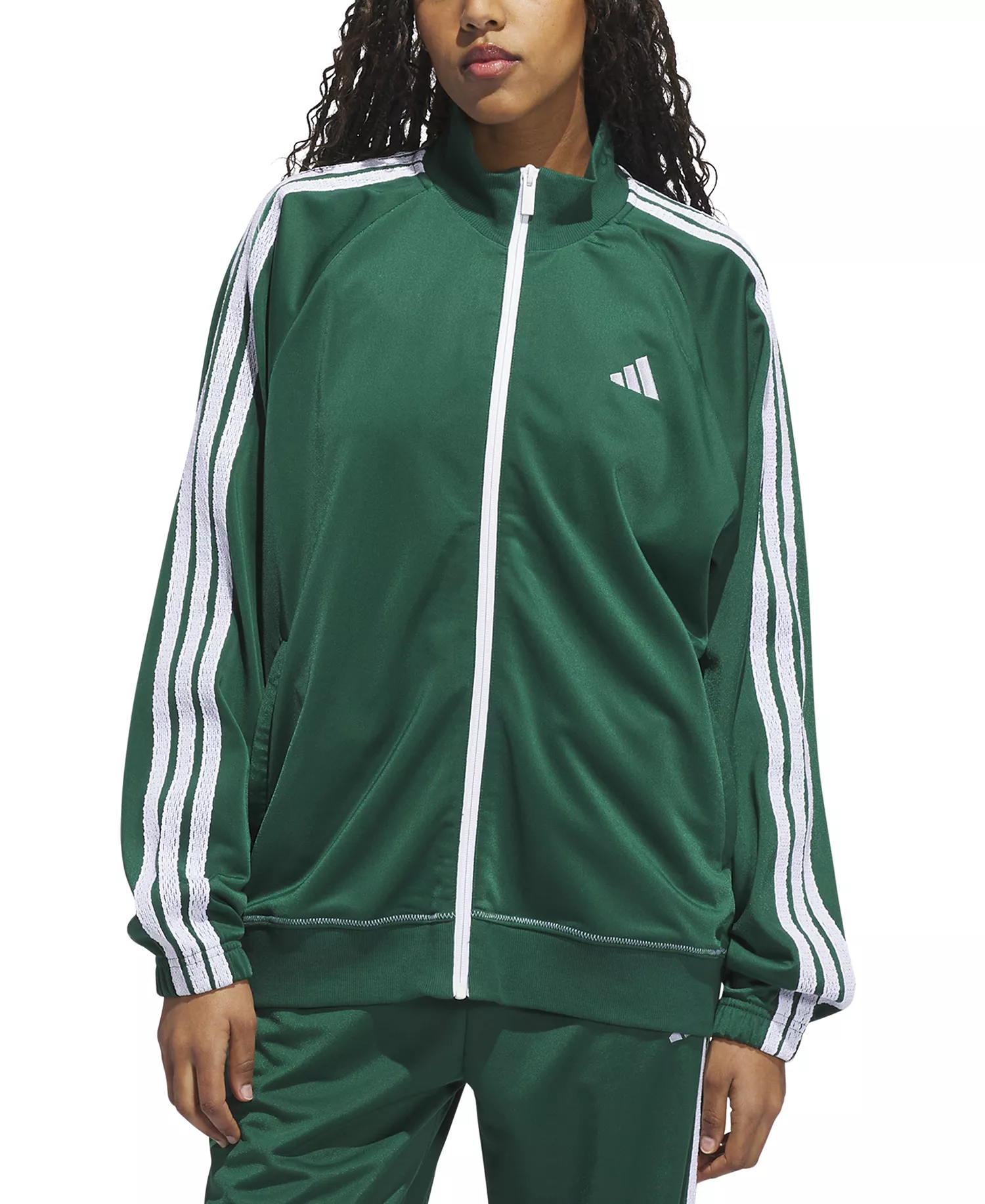 Women's Zip-Front Long-Sleeve Logo Track Jacket  - Collegiate Green - L