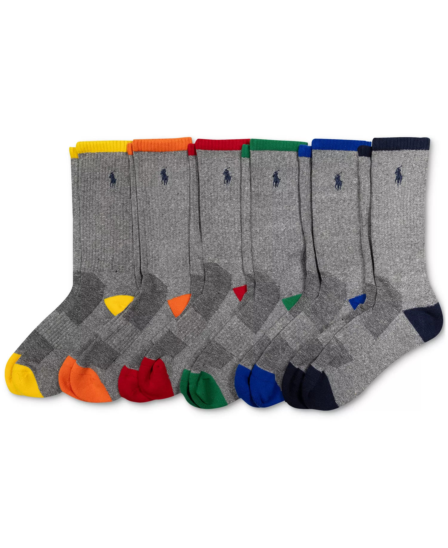 Men's 6-Pk. Performance Tipped Color Heel Toe Crew Socks - Asst - 10-13