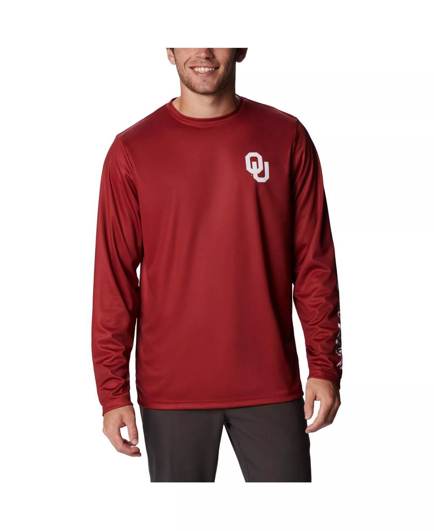 Men's Crimson Oklahoma Sooners Terminal Tackle Omni-Shade Raglan Long Sleeve T-Shirt - Crimson - M