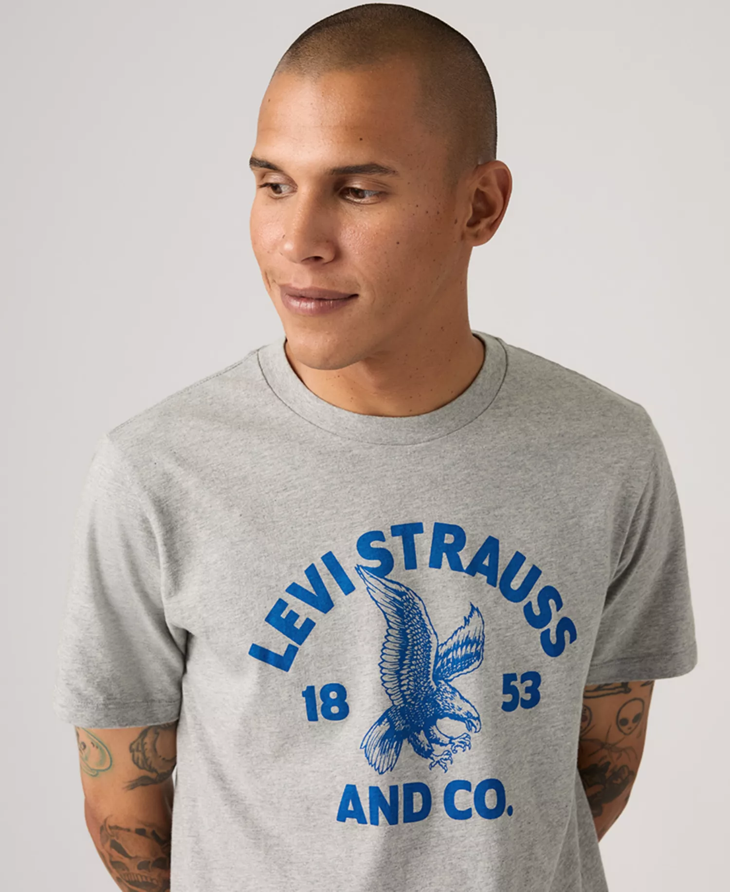 Men's Graphic Logo Detail Crewneck T-Shirt - Eagle Gray - 2XL