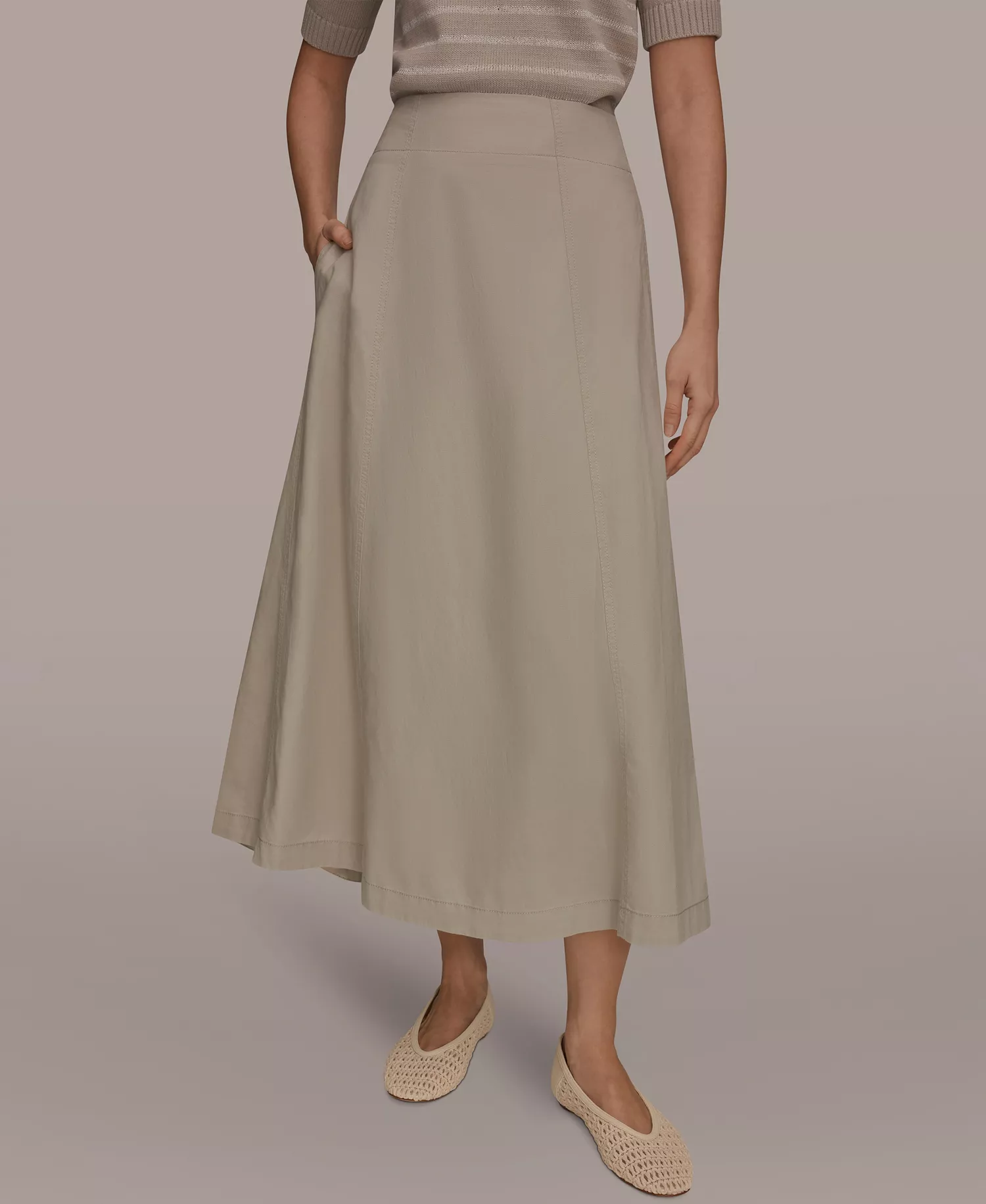 Women's Tencel Linen Panel Skirt - Tuscan Grey - 10