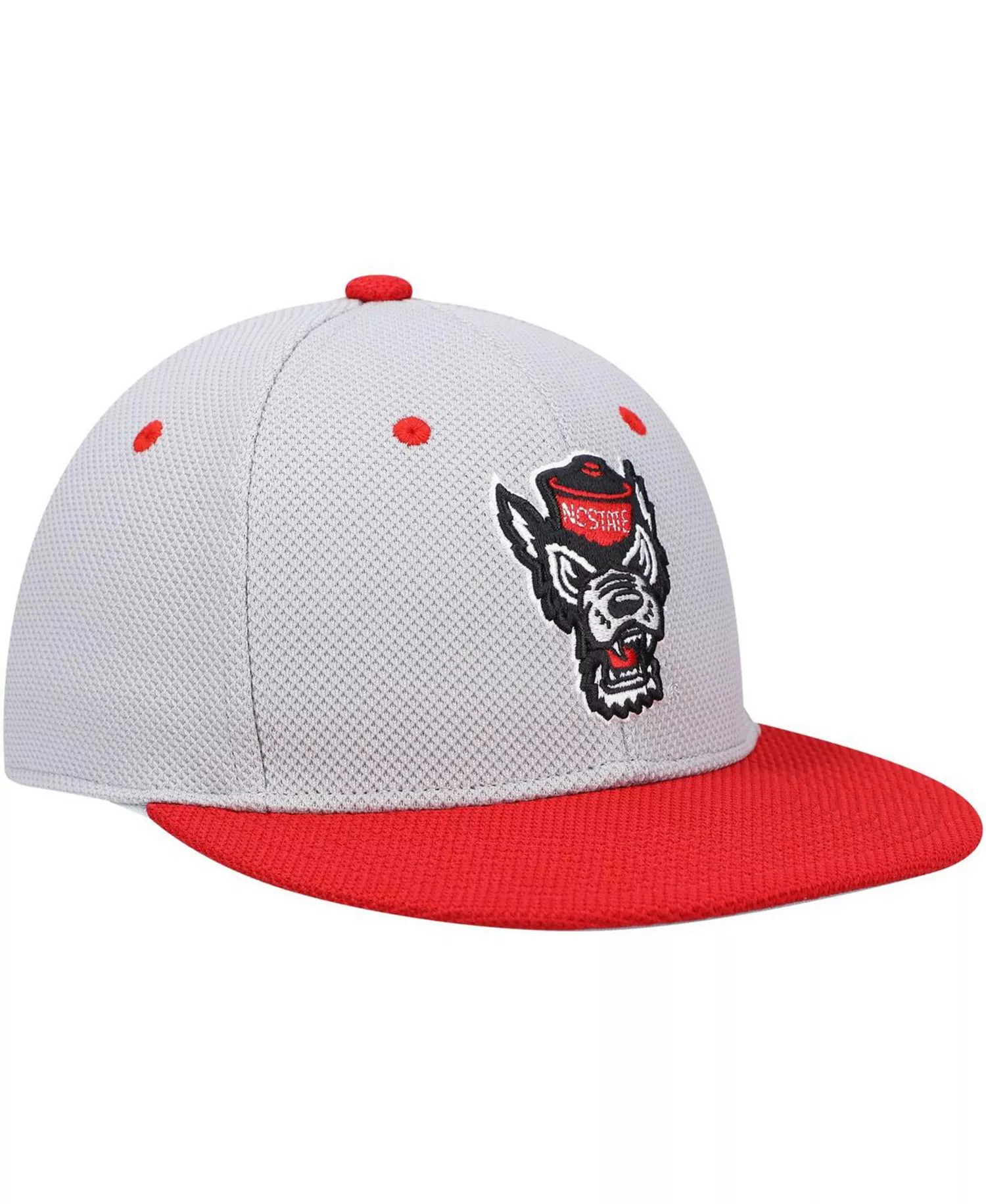 Men's Gray and Red NC State Wolfpack On-Field Baseball Fitted Hat - Gray, Red - 8
