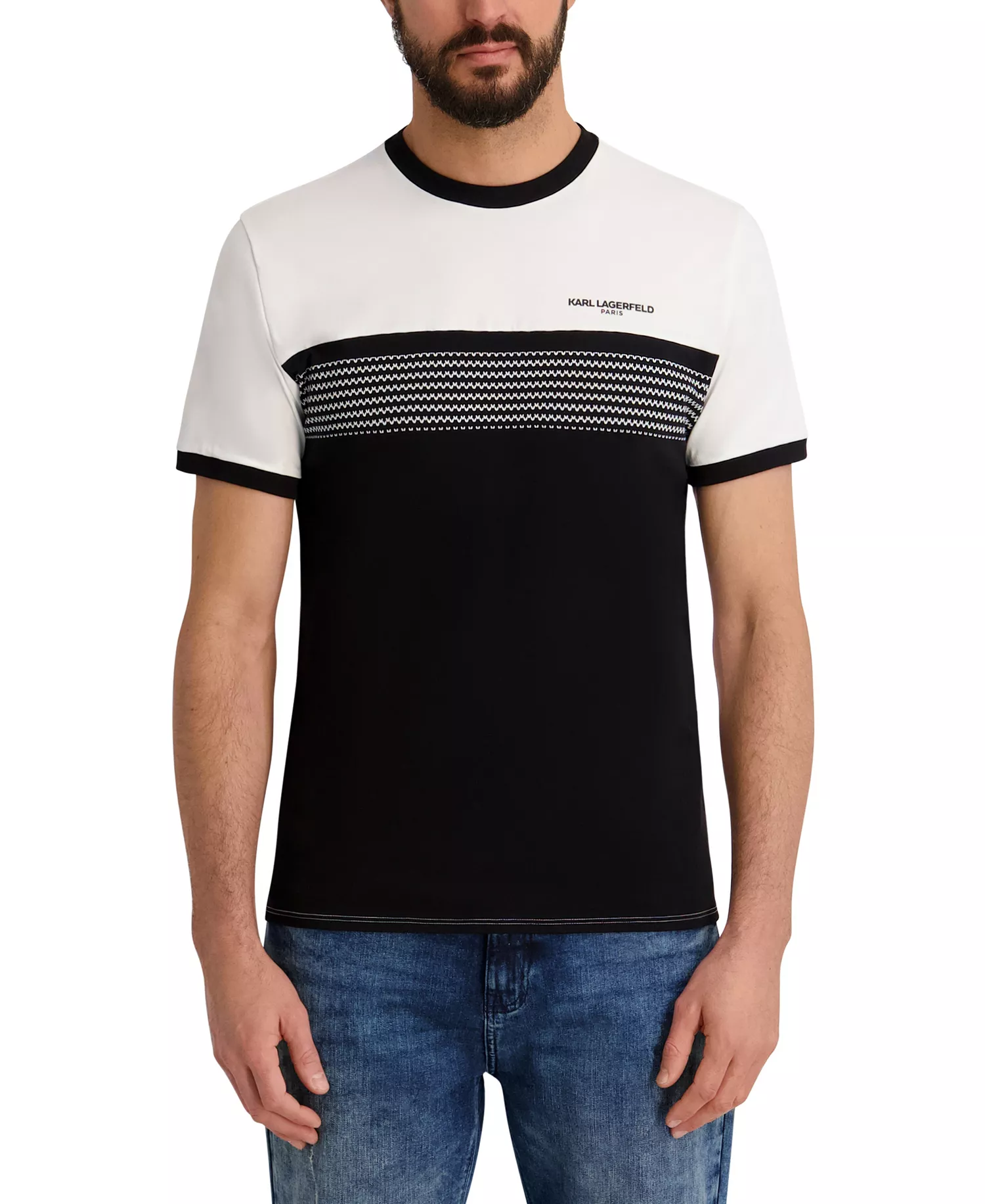 Men's Color Block T-Shirt - Black/White - 2XL