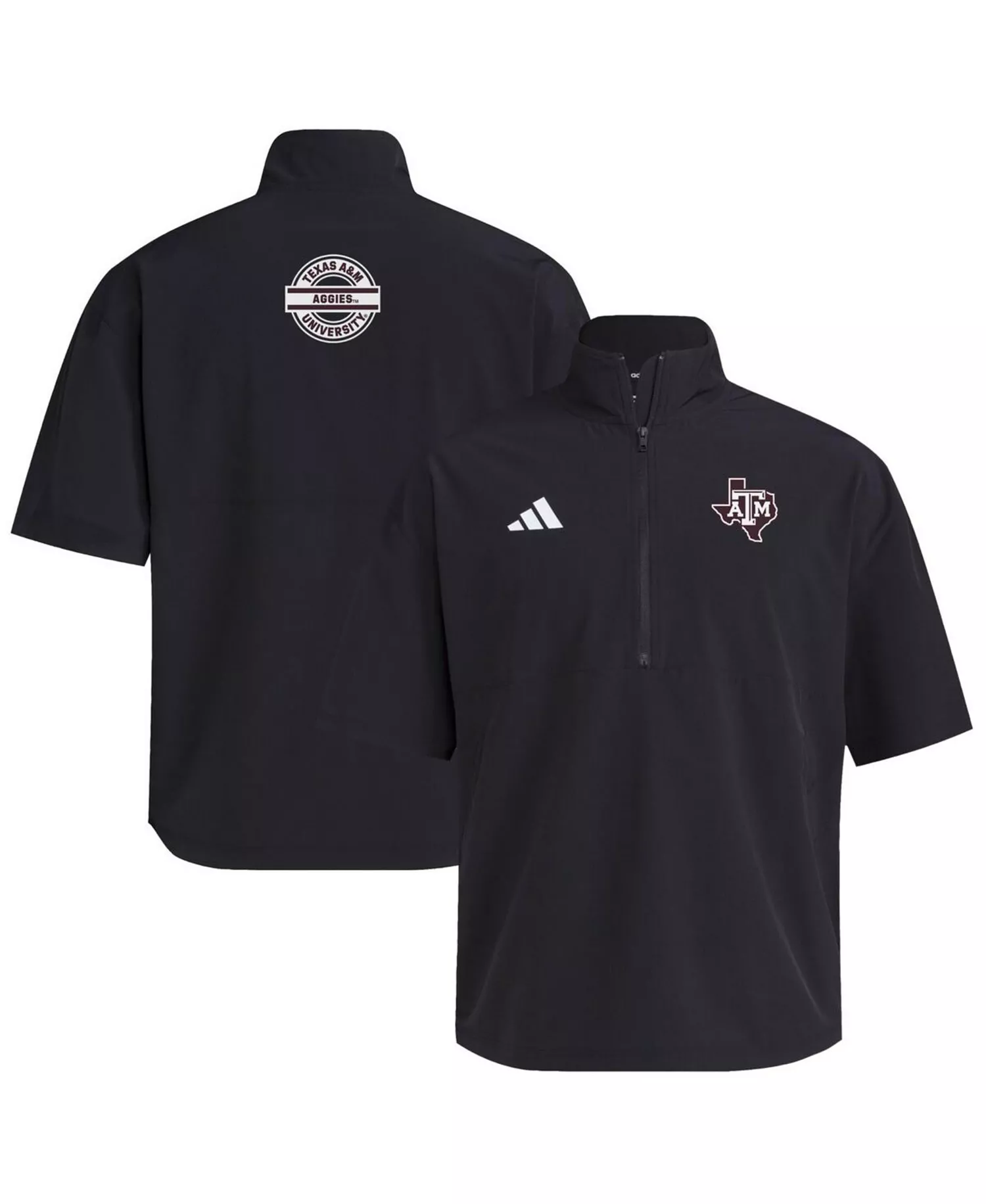 Men's Black Texas A&M Aggies 2024 Half-Zip Short Sleeve Training Jacket - Black - M