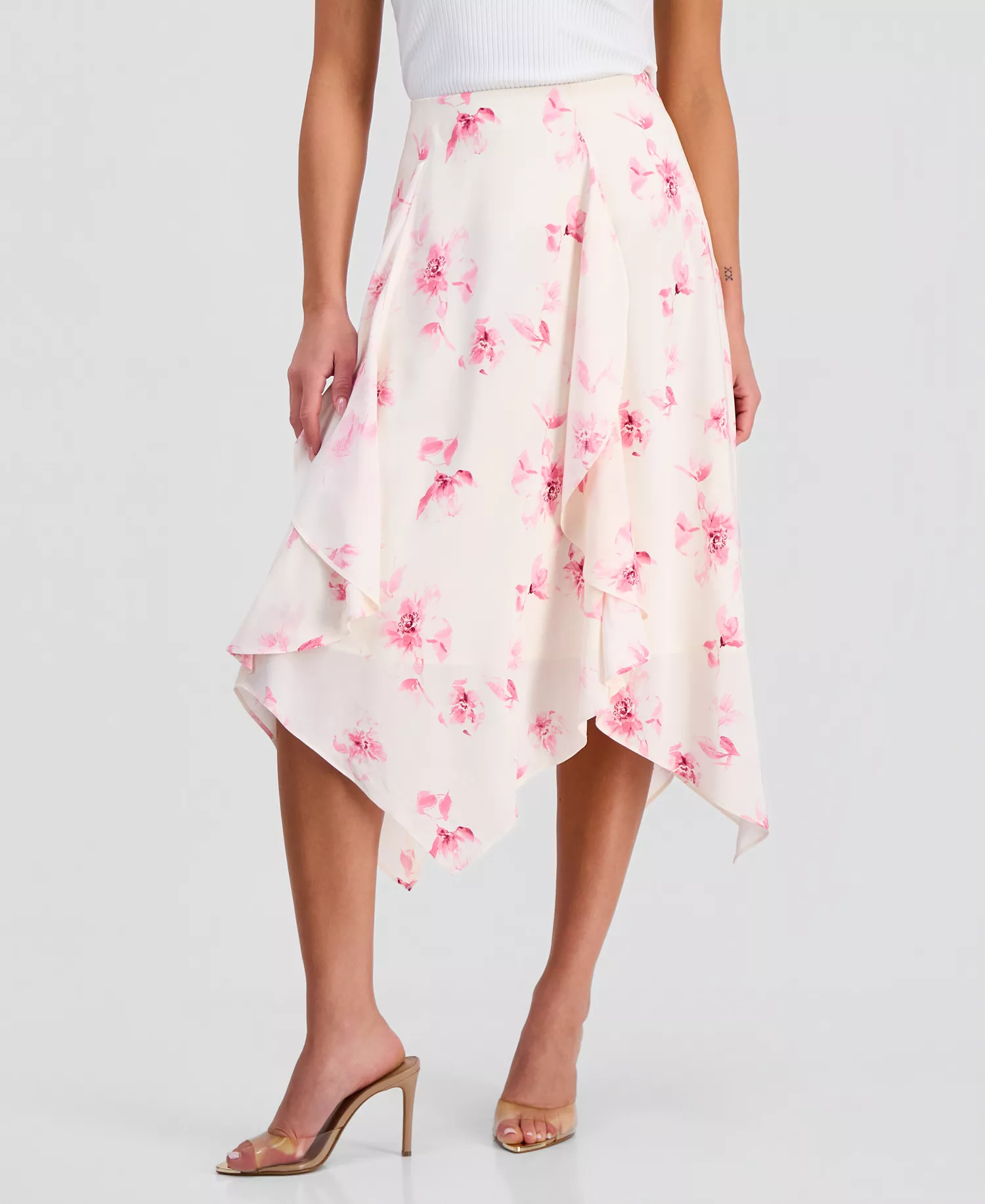 Petite Printed Ruffled Midi Skirt, Created for Macy's - Aria Garden - P/L