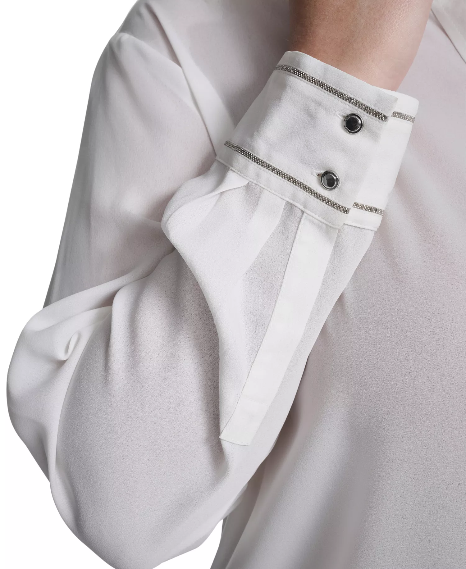Plus Size Long-Sleeve Button-Down Top - Cream - 1X