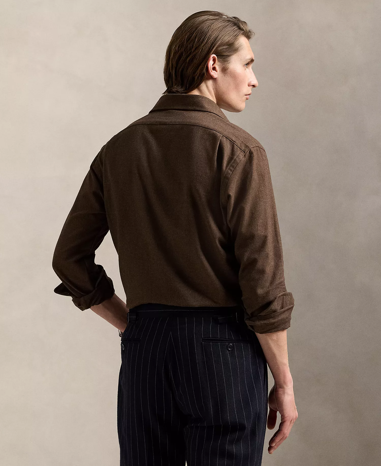 Men's Classic-Fit Performance Twill Shirt - Apline Brown Heather - 2XL