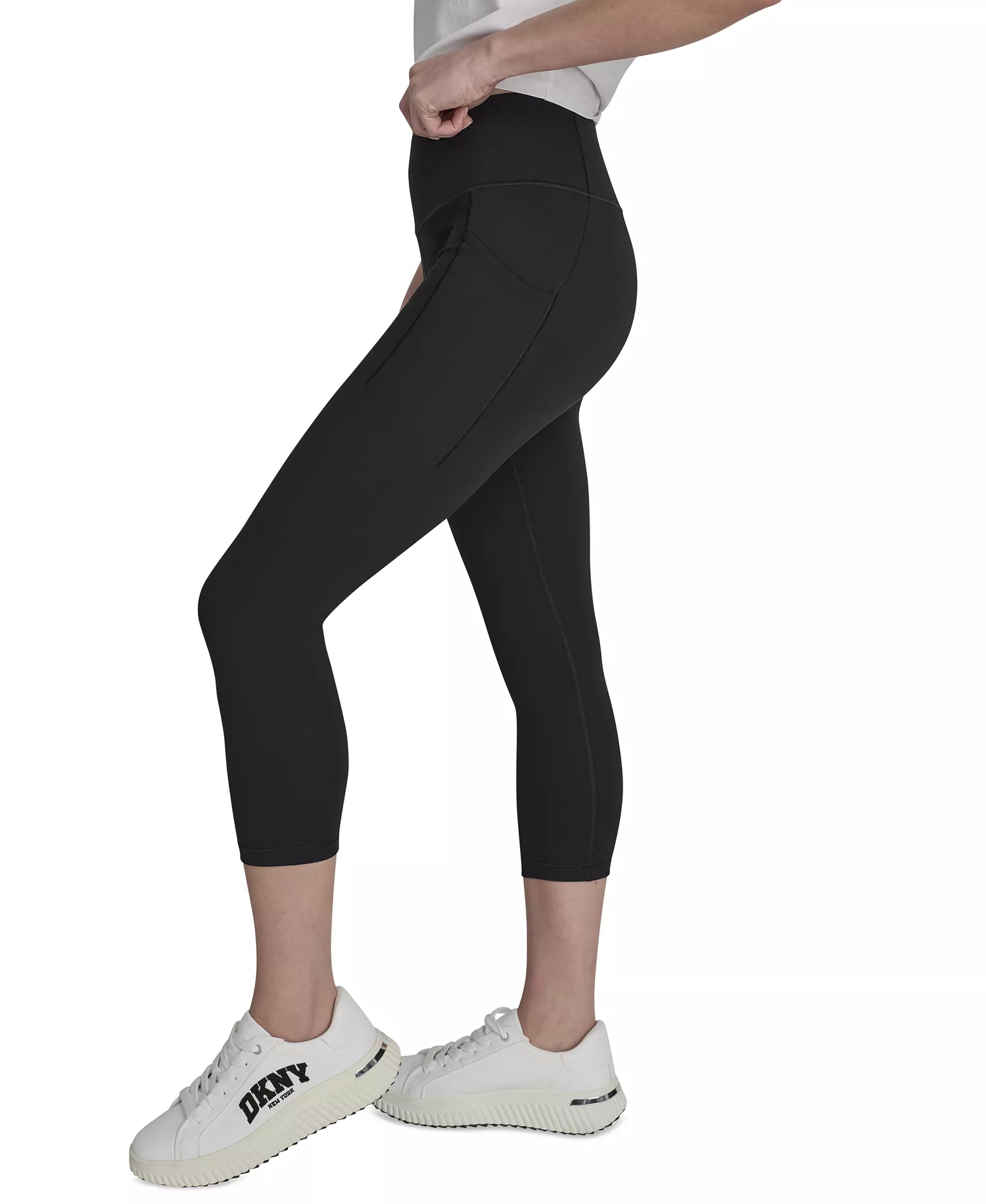 Women's High Waist Cropped Leggings - Black - L