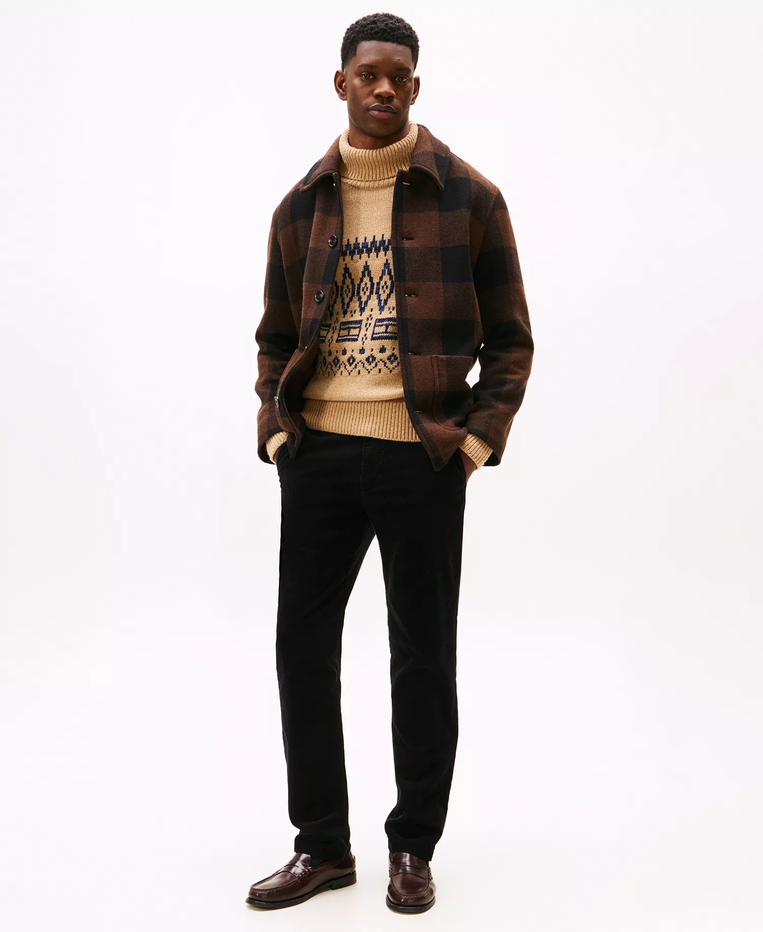 Men's Denton Slim Straight Fit Corduroy Chinos - Black - 30 - 30