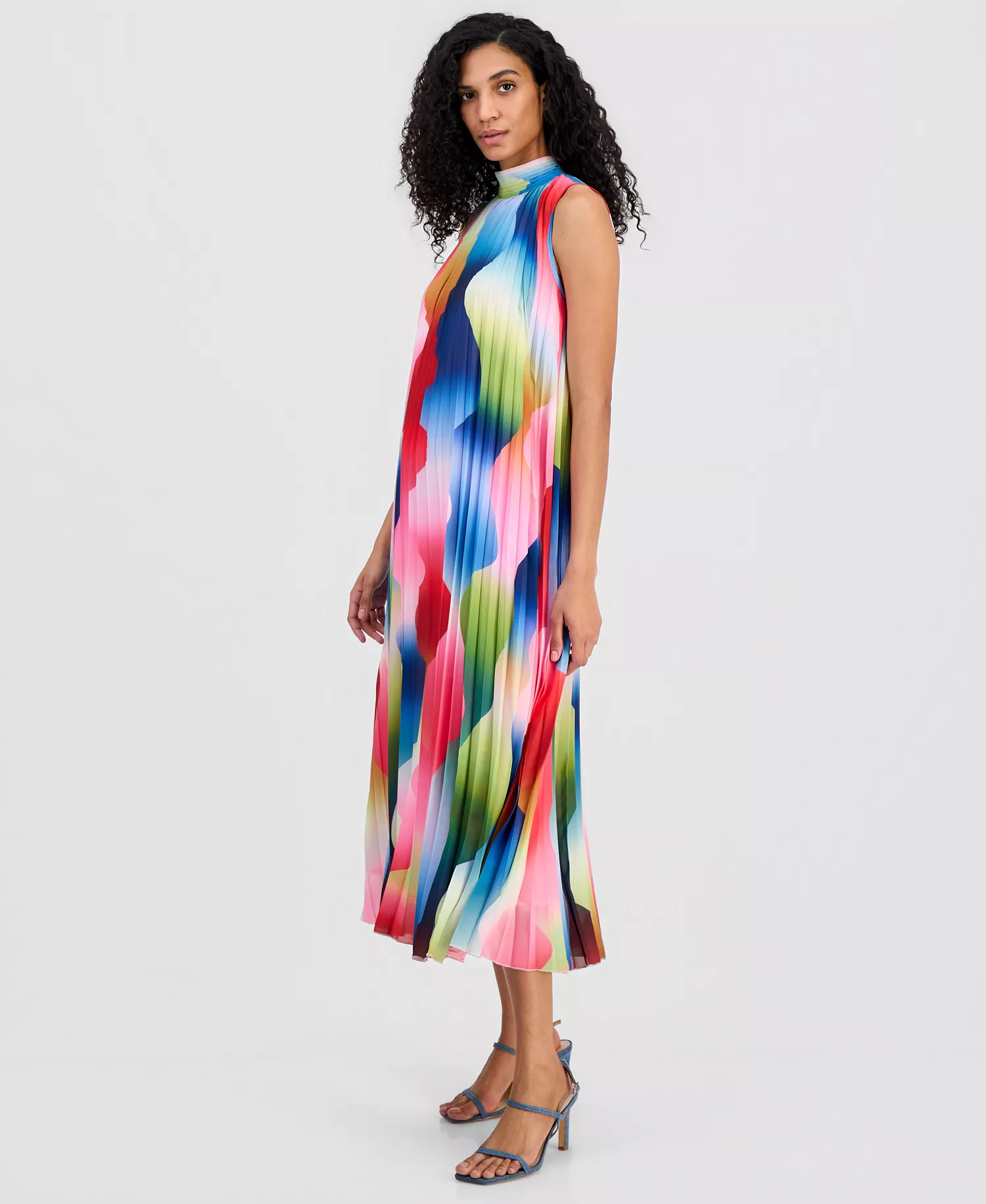 Women's Pleated Chiffon Dress - Daydream Haze - L