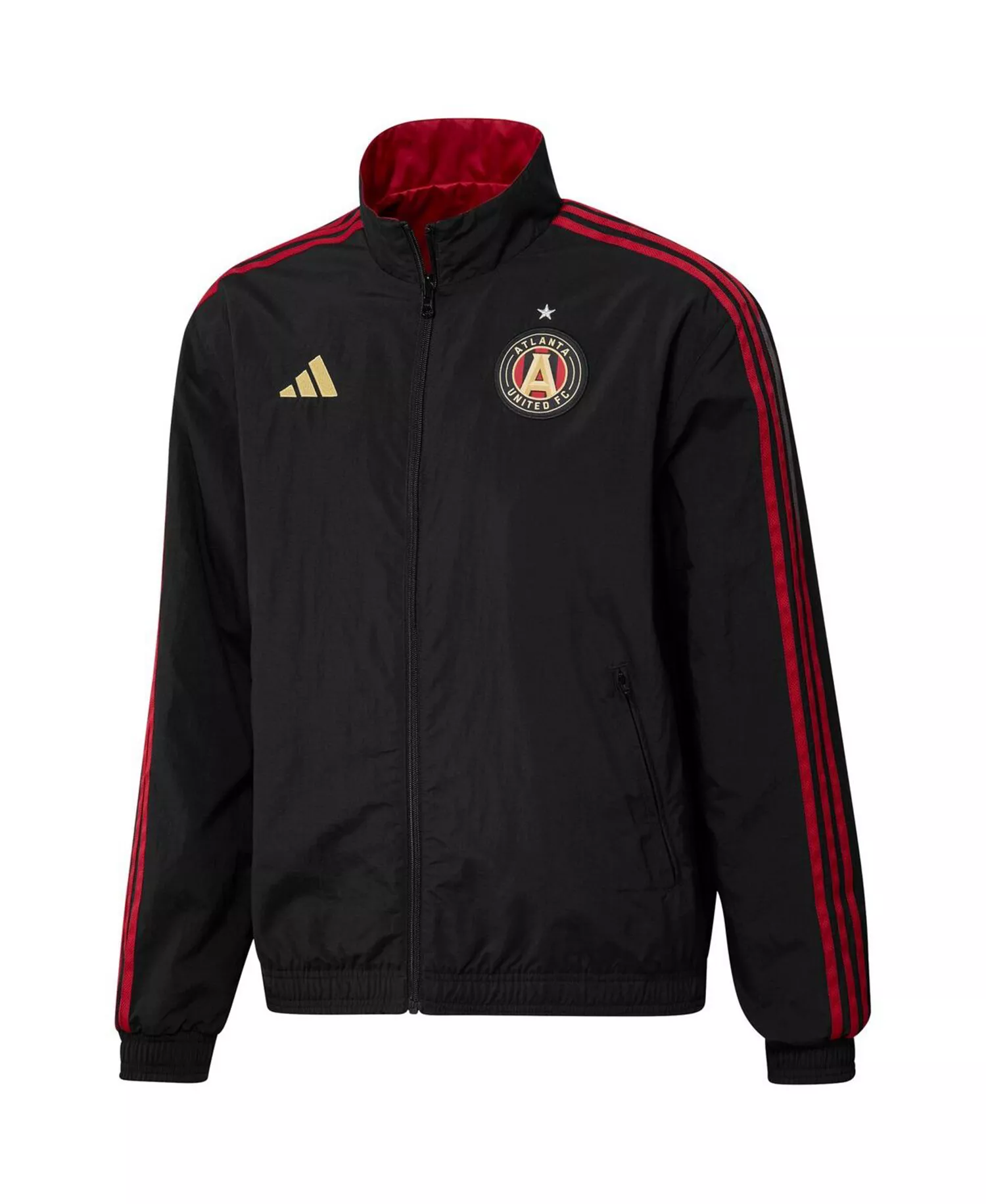 Men's Black and Red Atlanta United FC 2023 On-Field Anthem Full-Zip Reversible Team Jacket - Black, Red - 2XL
