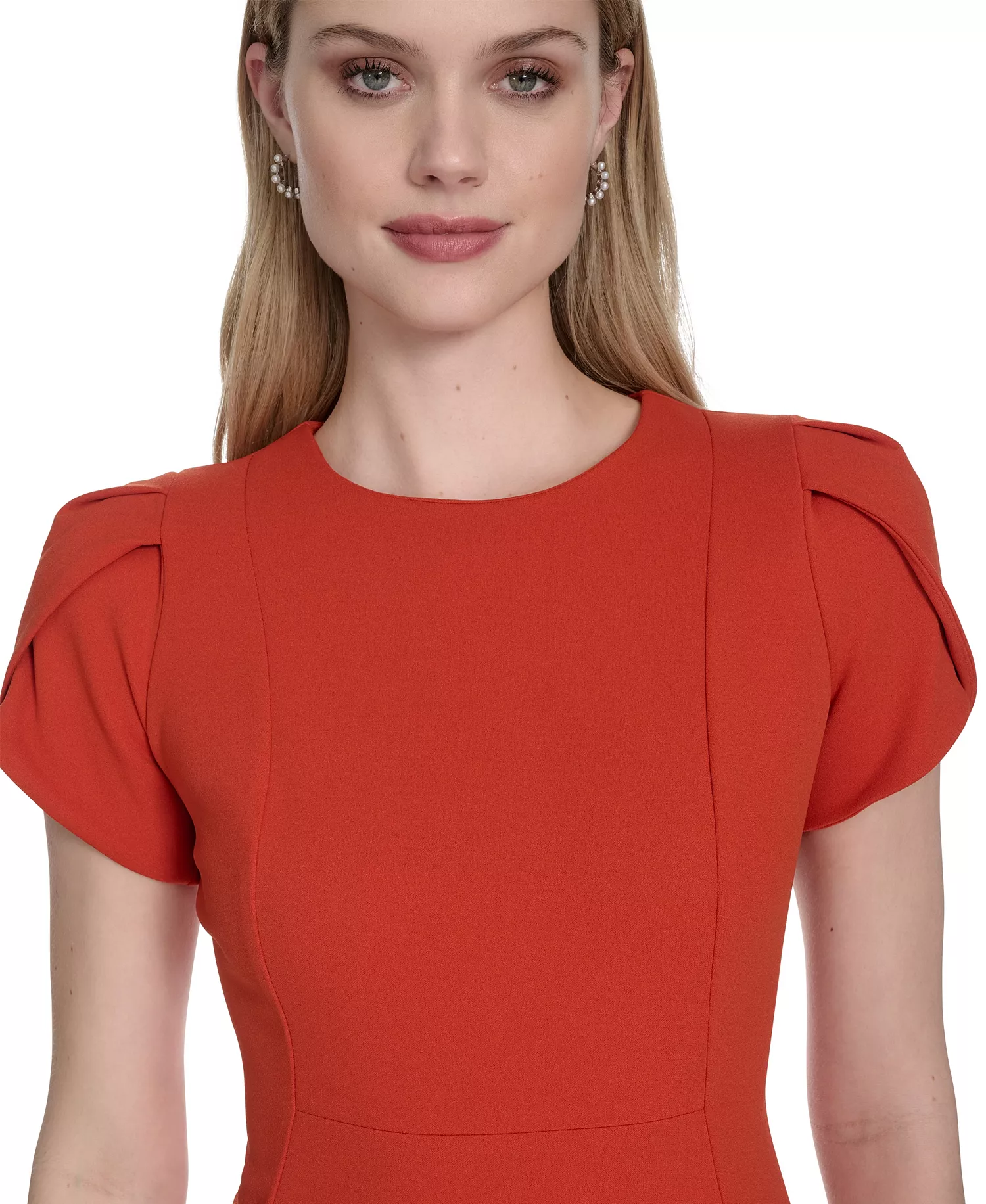 Tulip-Sleeve Sheath Dress - Clay - 10