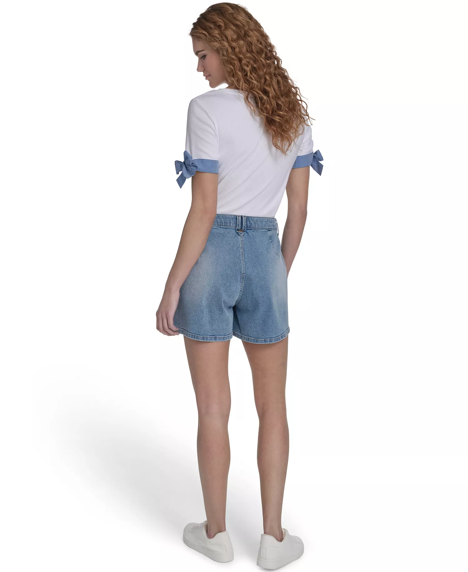 Women's Pleated Denim Shorts - Lola Wash - 10