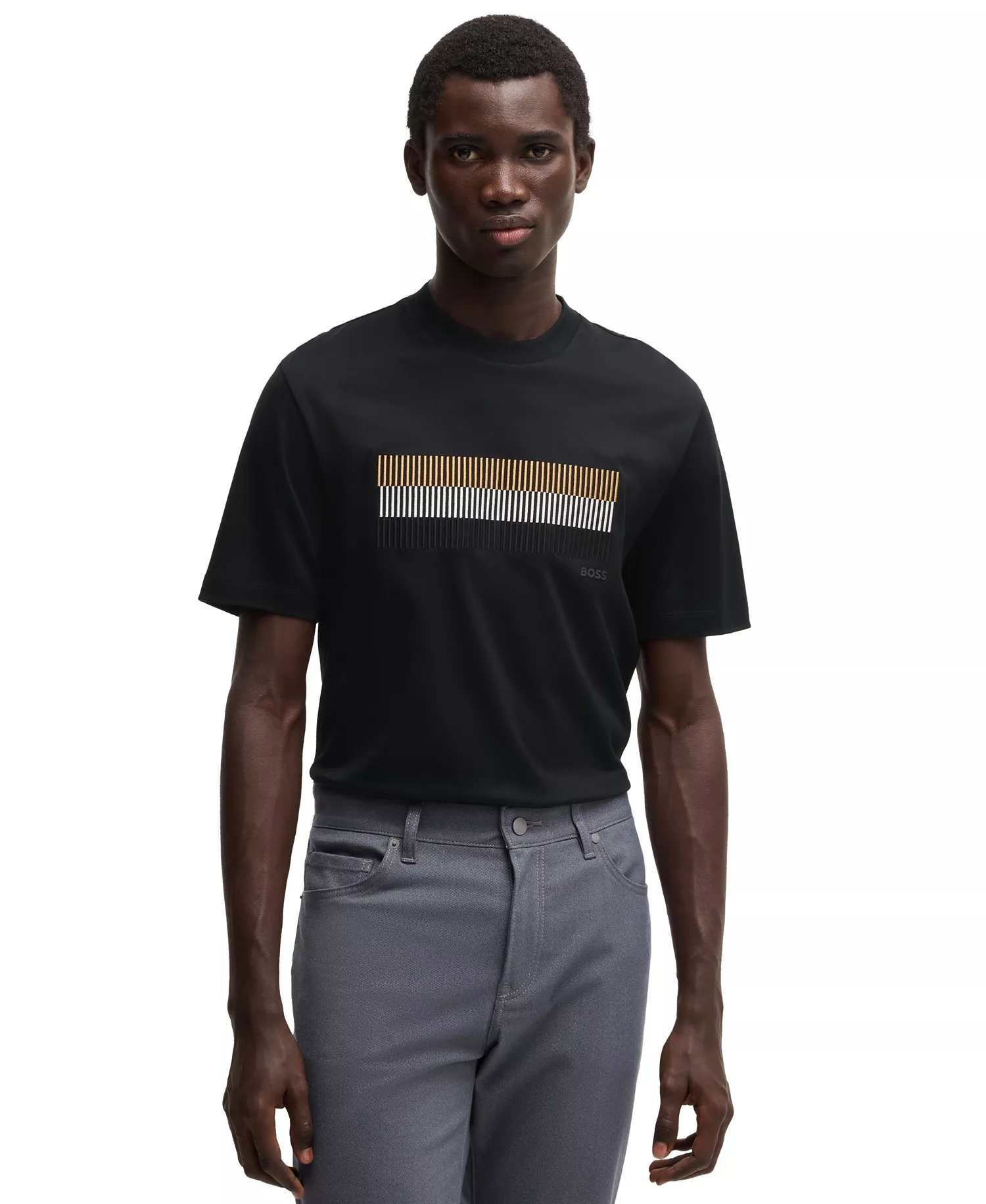 Men's Mercerized-Cotton Regular-Fit T-Shirt - Black - M