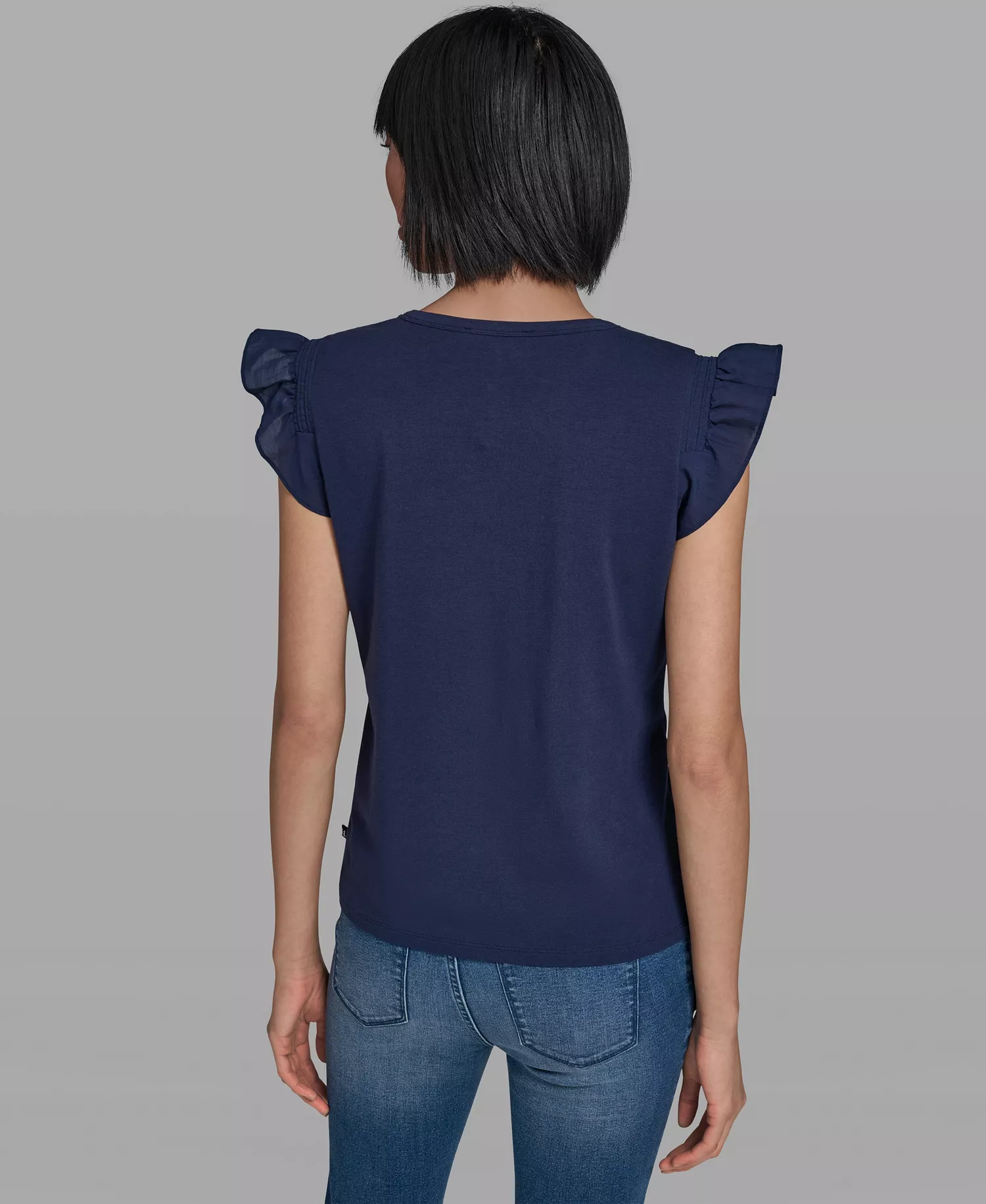 Women's Scallop Trim Boat Neck Top - Ballet Slipper - L