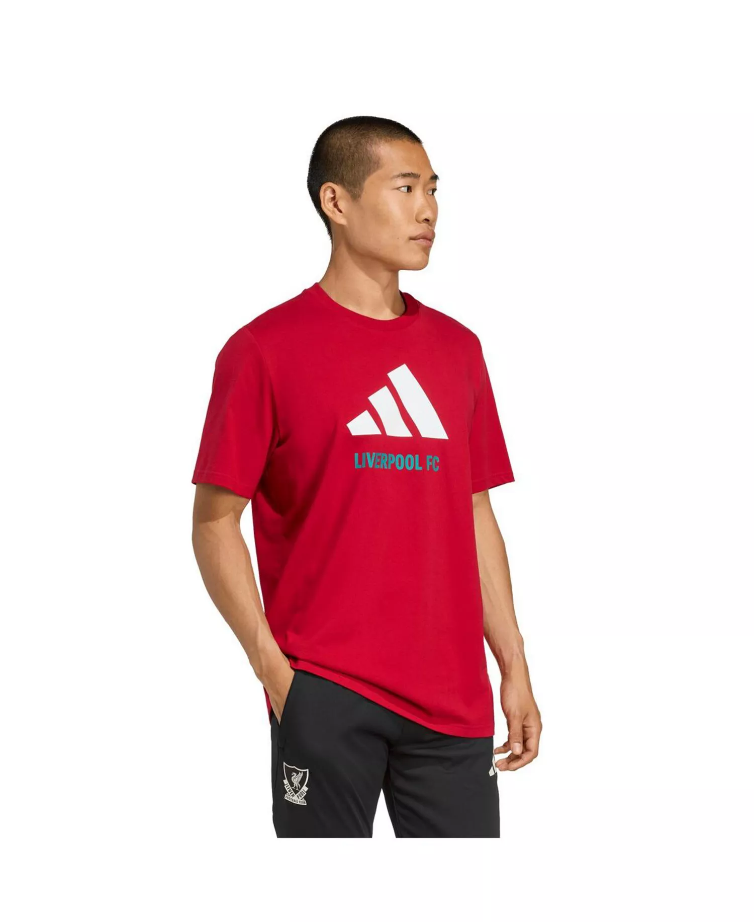 Men's Red Liverpool Three-Stripes Wordmark T-Shirt - Red - L