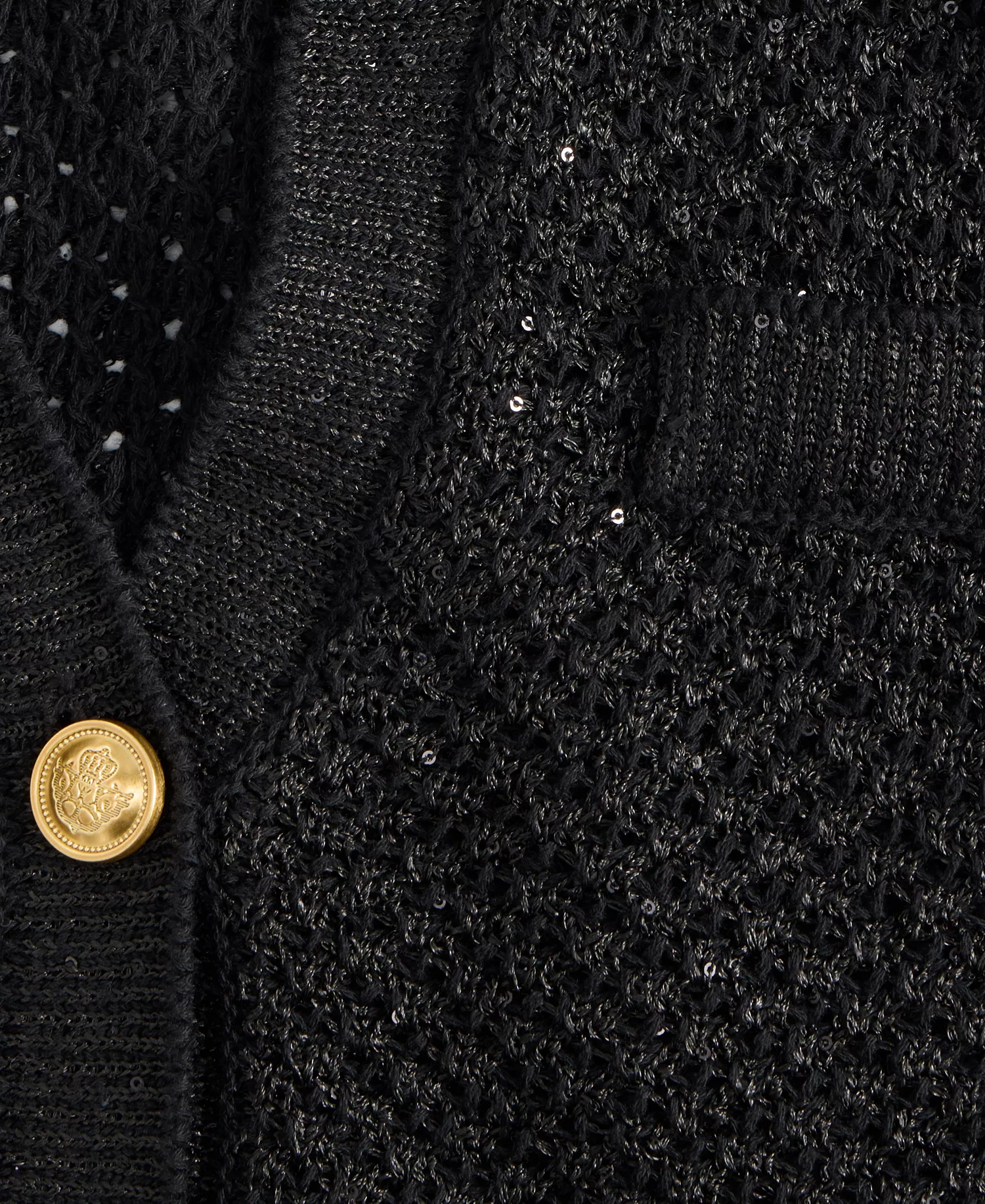 Petite Metallic Shine Cardigan, Macy's Exclusive - Black Lurex - M