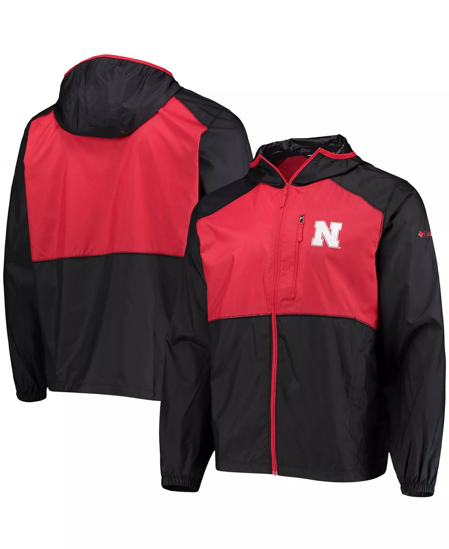 Men's Black, Scarlet Nebraska Huskers Flash Forward Hoodie Full-Zip Windbreaker Jacket - Black - M