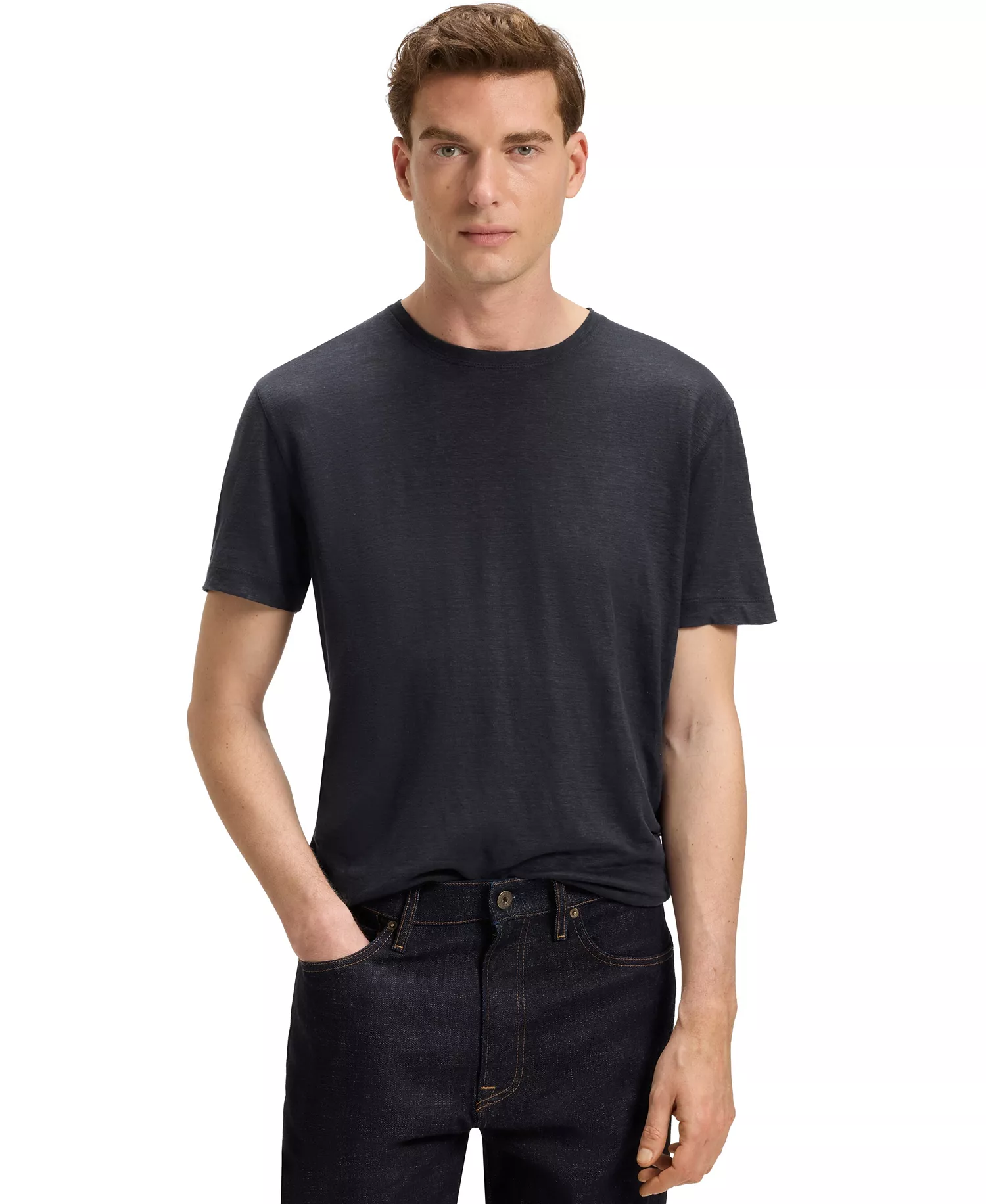 BECKHAM x BOSS Men's Soft Linen Regular-Fit T-Shirt - Dark Blue - 2XL