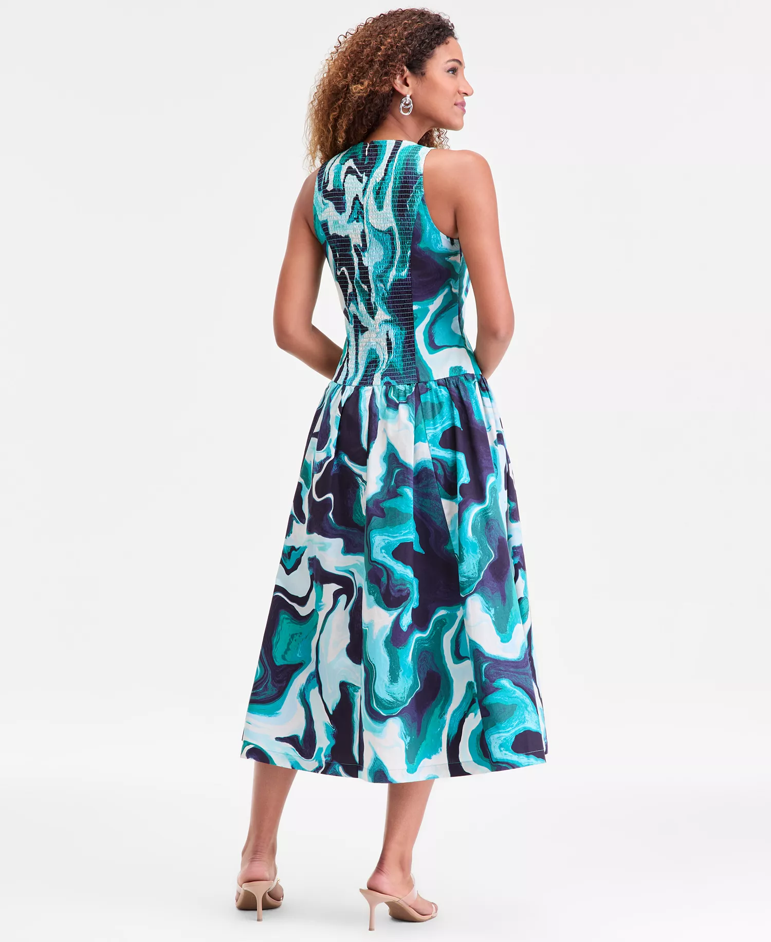 Women's Sleeveless Printed Midi Dress, Macy's Exclusive - Hattie Dye - L