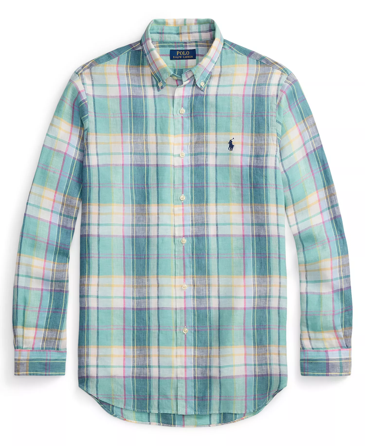 Men's Classic-Fit Collared Shirt - Green Blue White - 2XL