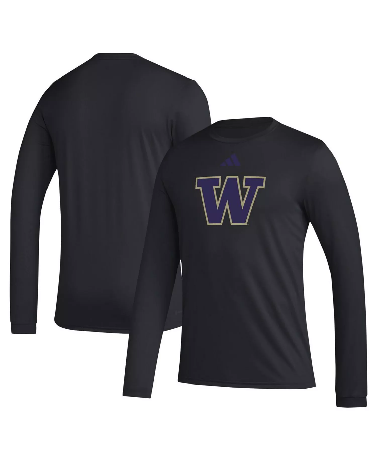 Men's Black Washington Huskies Primary Locker Logo Pre-Game Long Sleeve T-Shirt - Black - 2XL